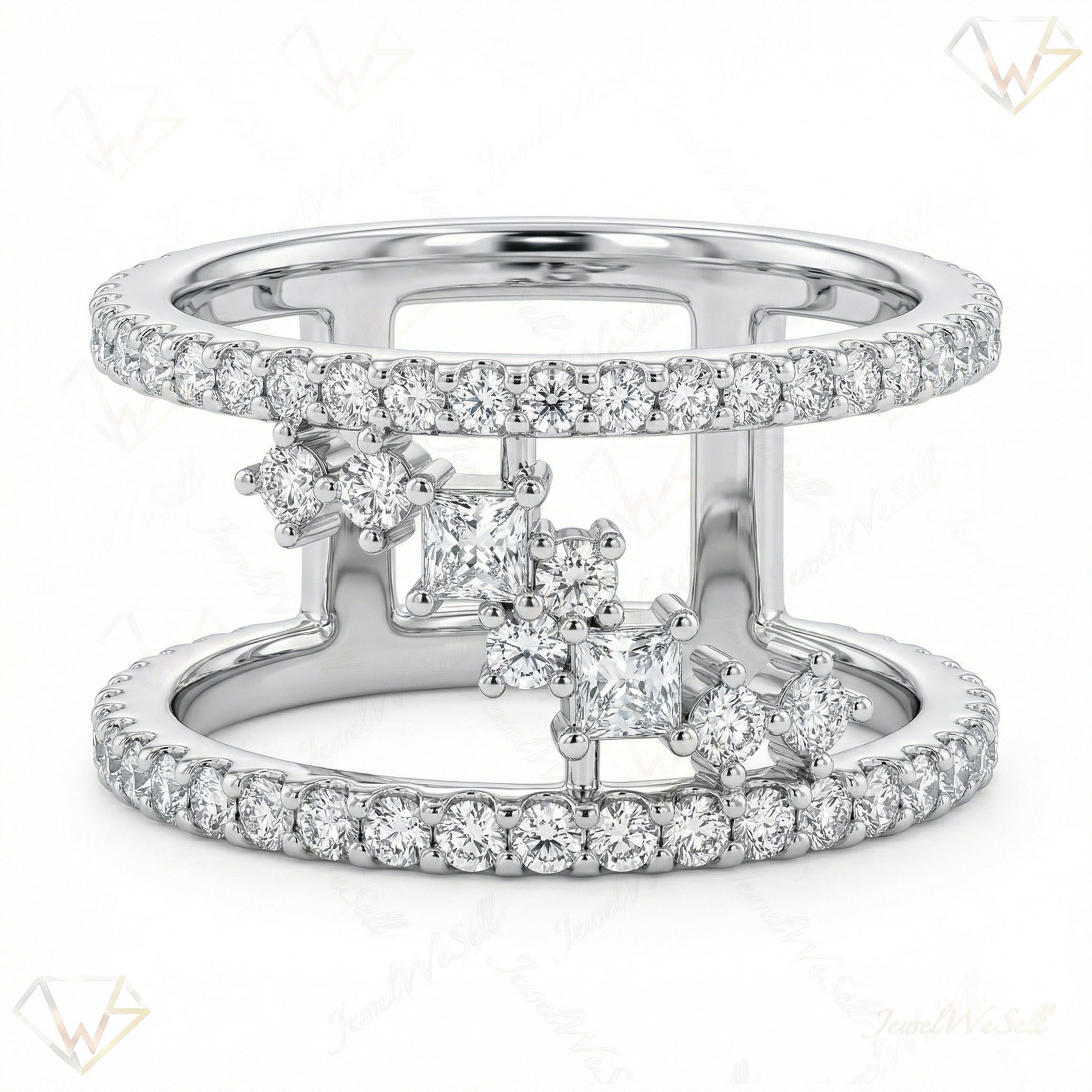 0.60 ct EF VS Lab Grown Diamond Fancy Ring in 10k White Gold _ Sz0425 11351