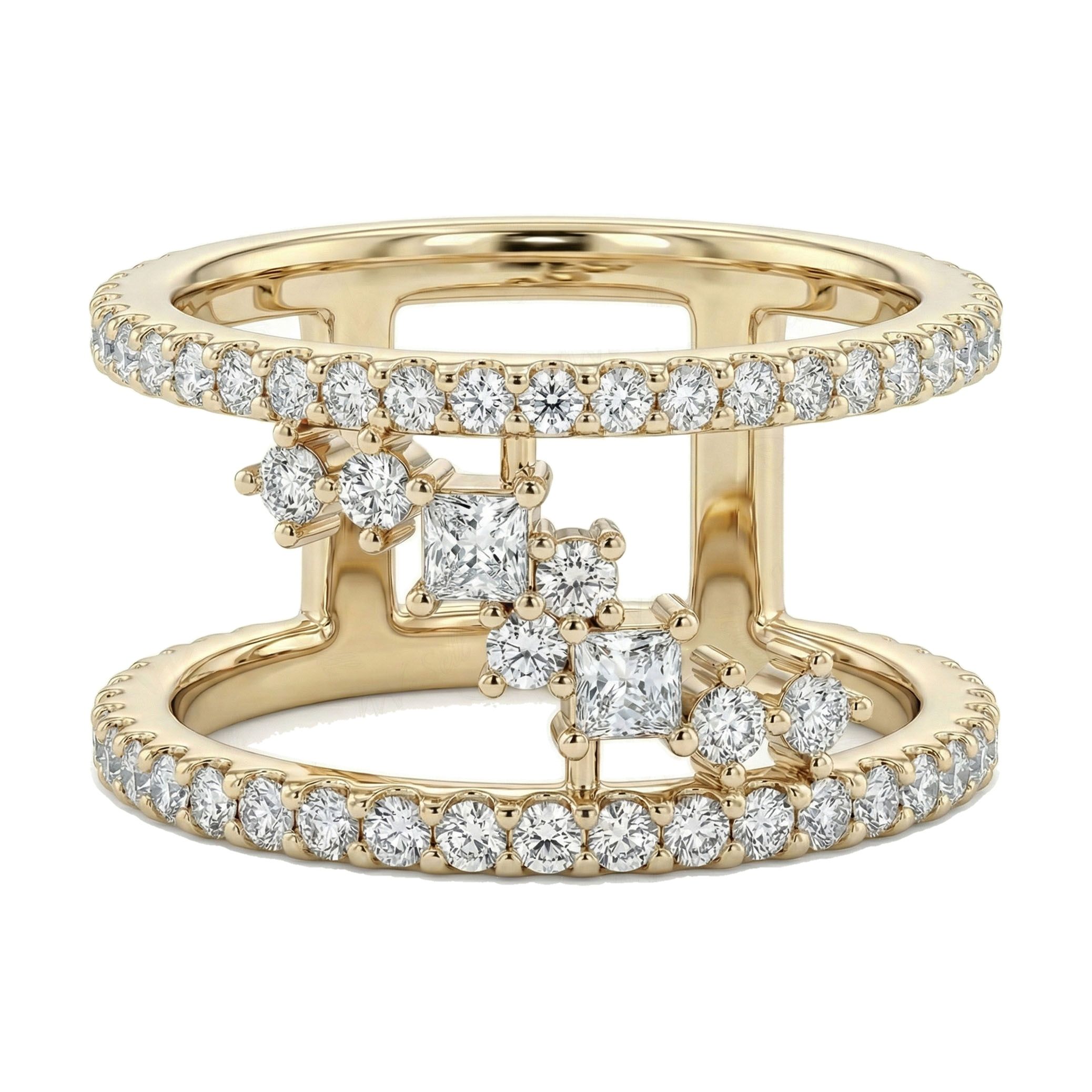 0.60 ct EF VS Lab Grown Diamond Fancy Ring in 14k Yellow Gold _ Sz0875 11351