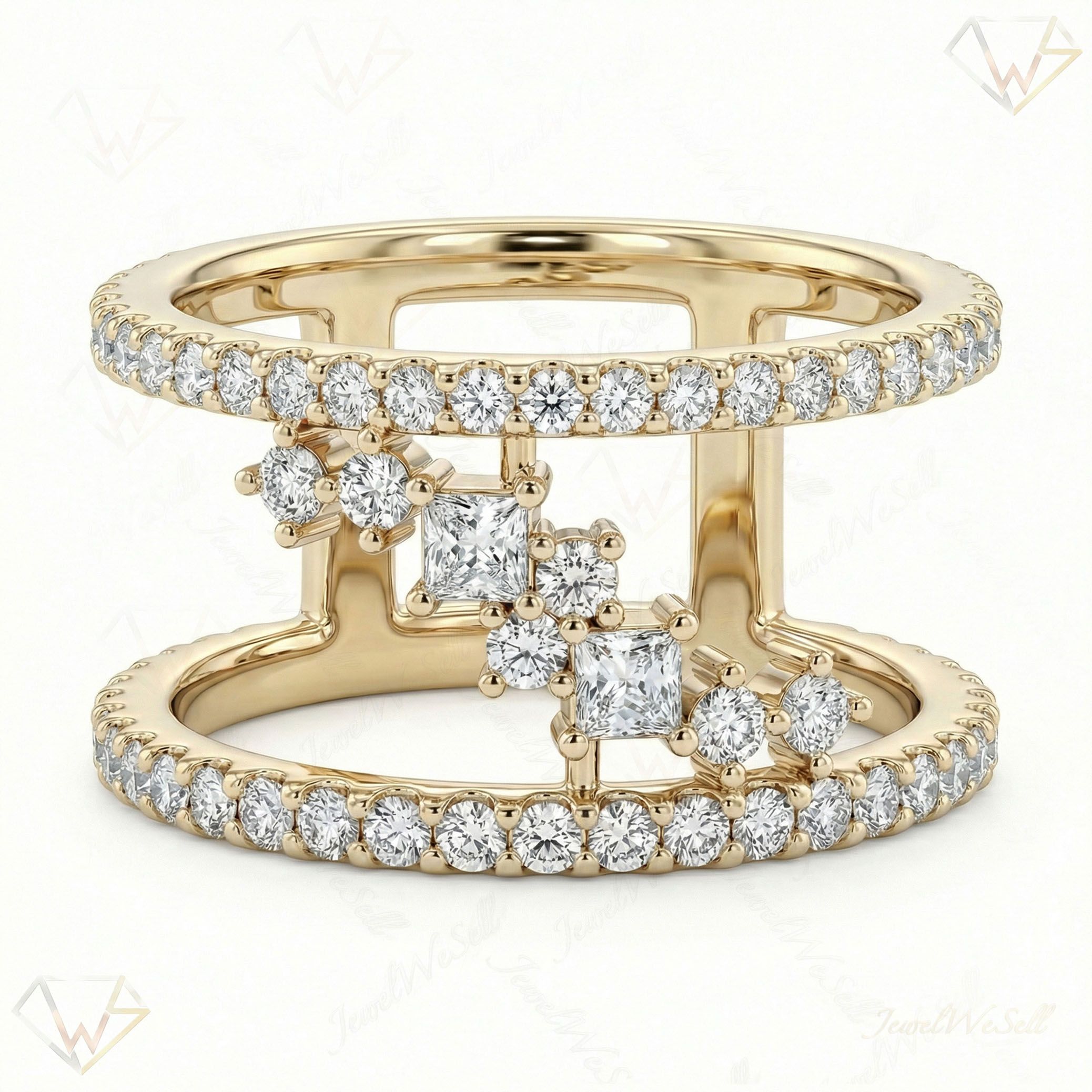 0.60 ct EF VS Lab Grown Diamond Fancy Ring in 14k Yellow Gold _ Sz0400 11351