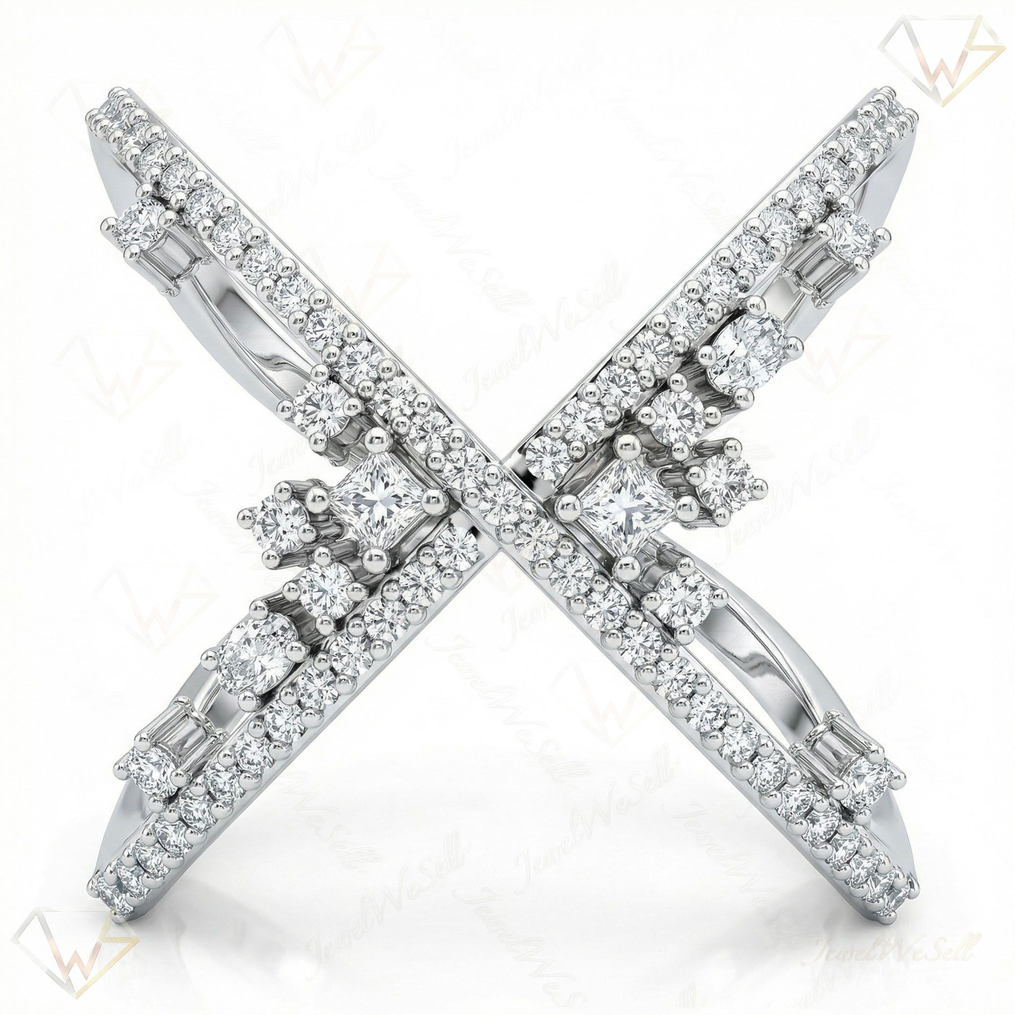 0.75 ct EF VS Lab Grown Diamond Fancy Ring in 10k White Gold _ Sz0825 11355