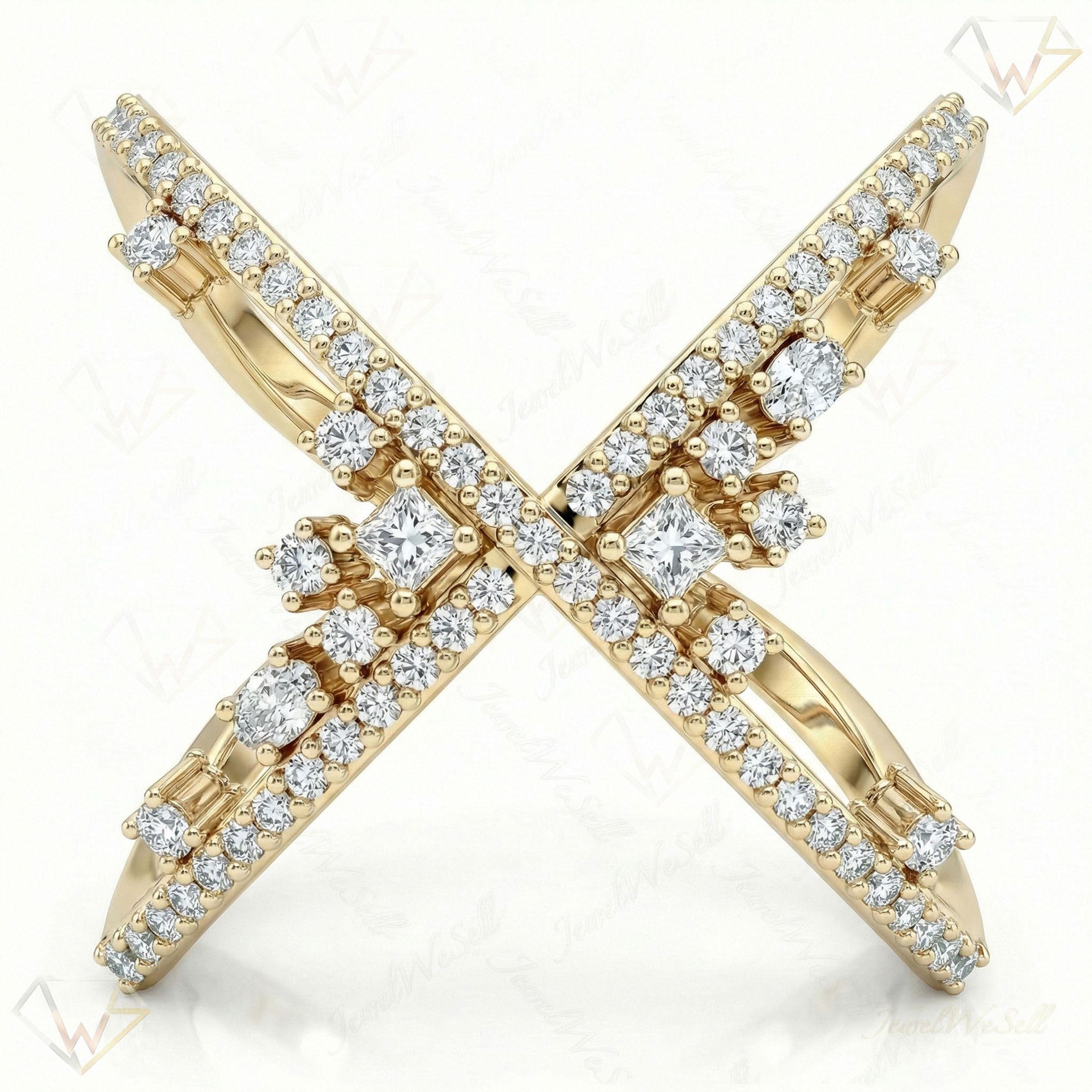 0.75 ct EF VS Lab Grown Diamond Fancy Ring in 10k Yellow Gold _ Sz0475 11355