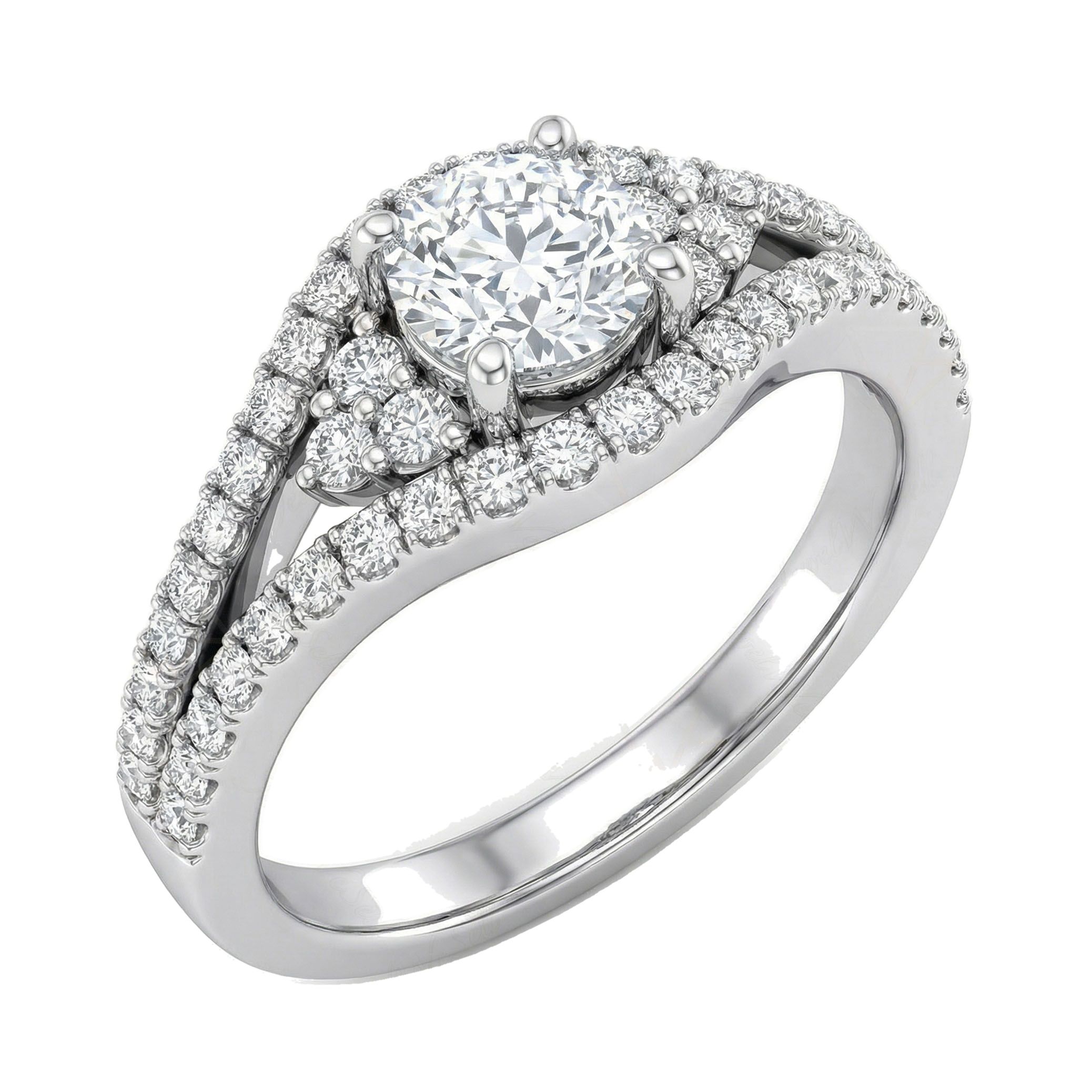 1.00 ct EF VS Moissanite Solitaire with Accents Engagement Ring in 925 Sterling SIlver _ Sz0650 11429