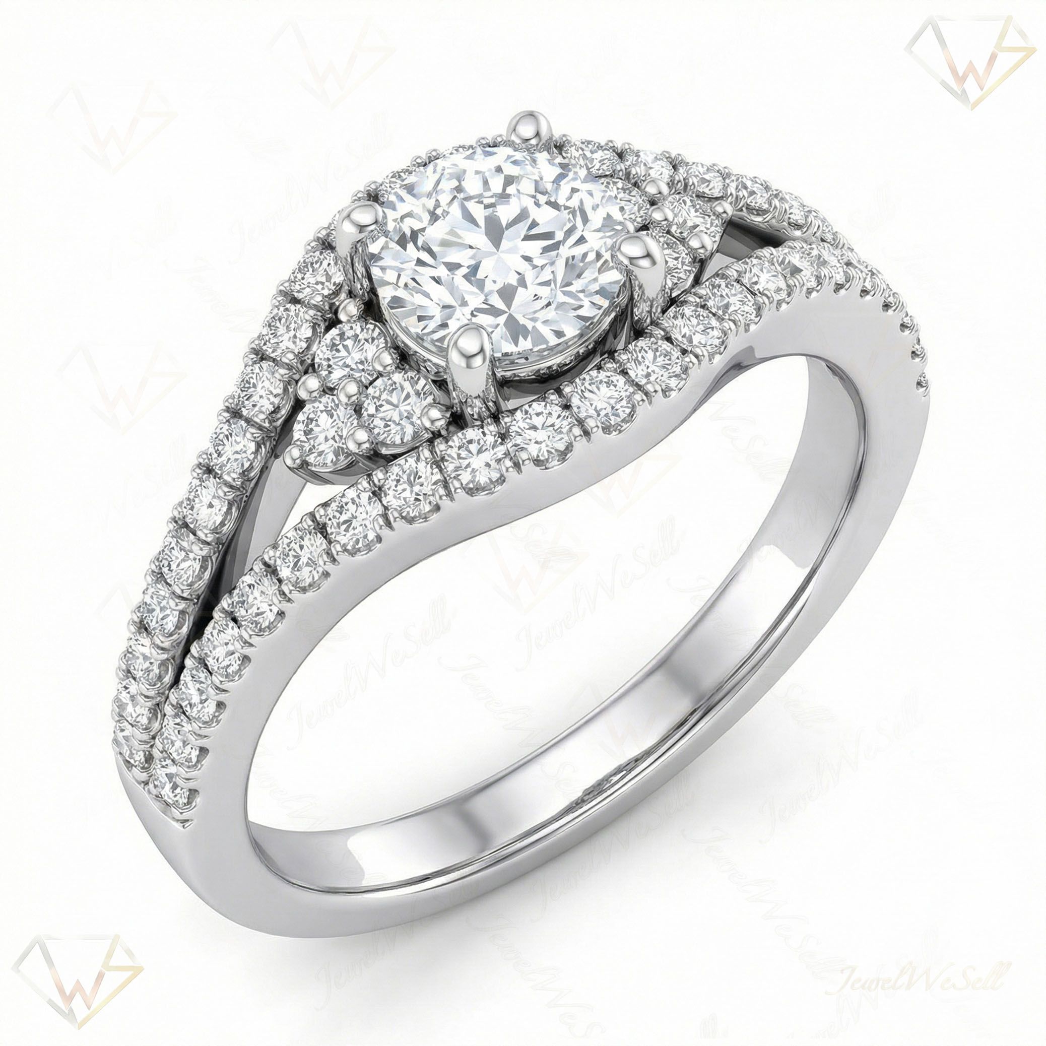 1.00 ct EF VS Moissanite Solitaire with Accents Engagement Ring in 925 Sterling SIlver _ Sz0475 11429