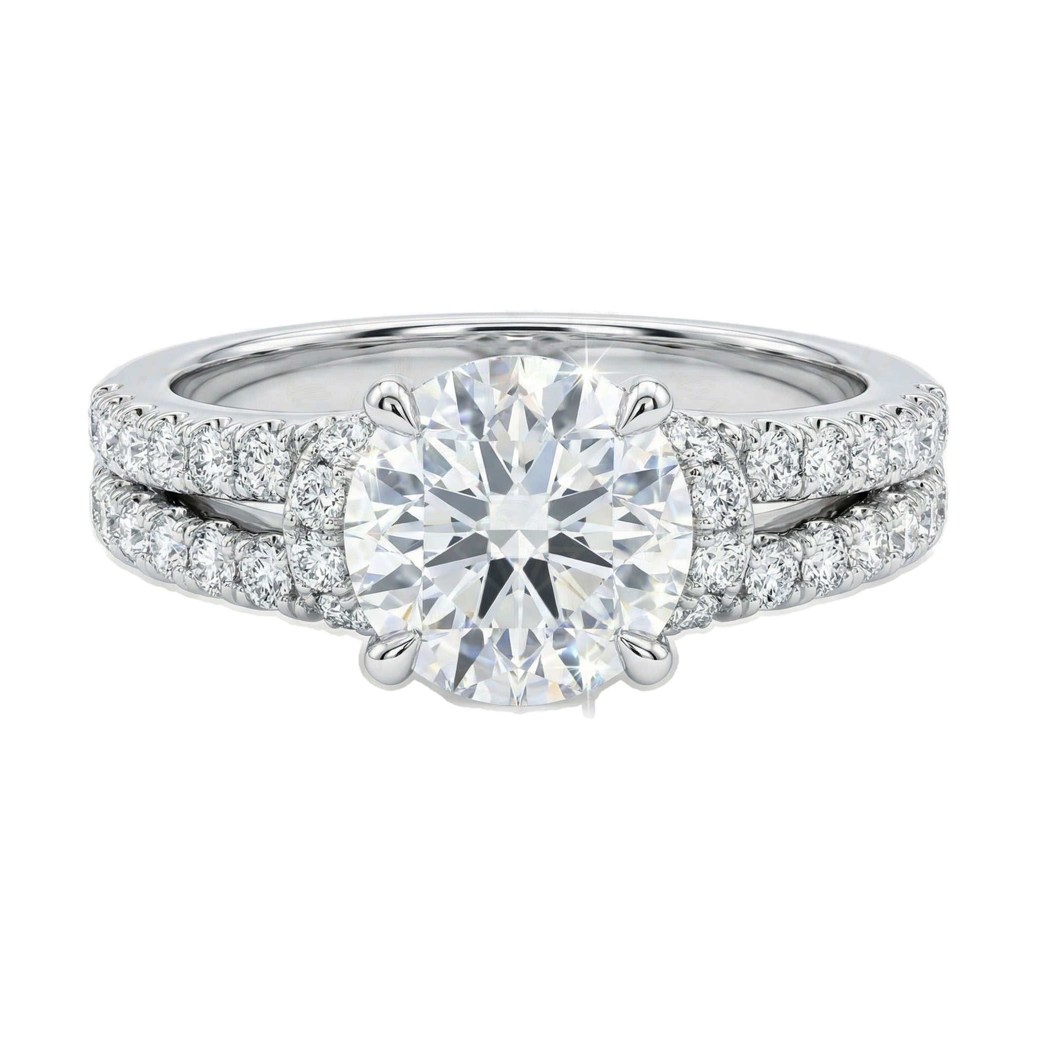2.50 ct EF VS Moissanite Solitaire with Accents Engagement Ring in 925 Sterling SIlver _ Sz0600 11430