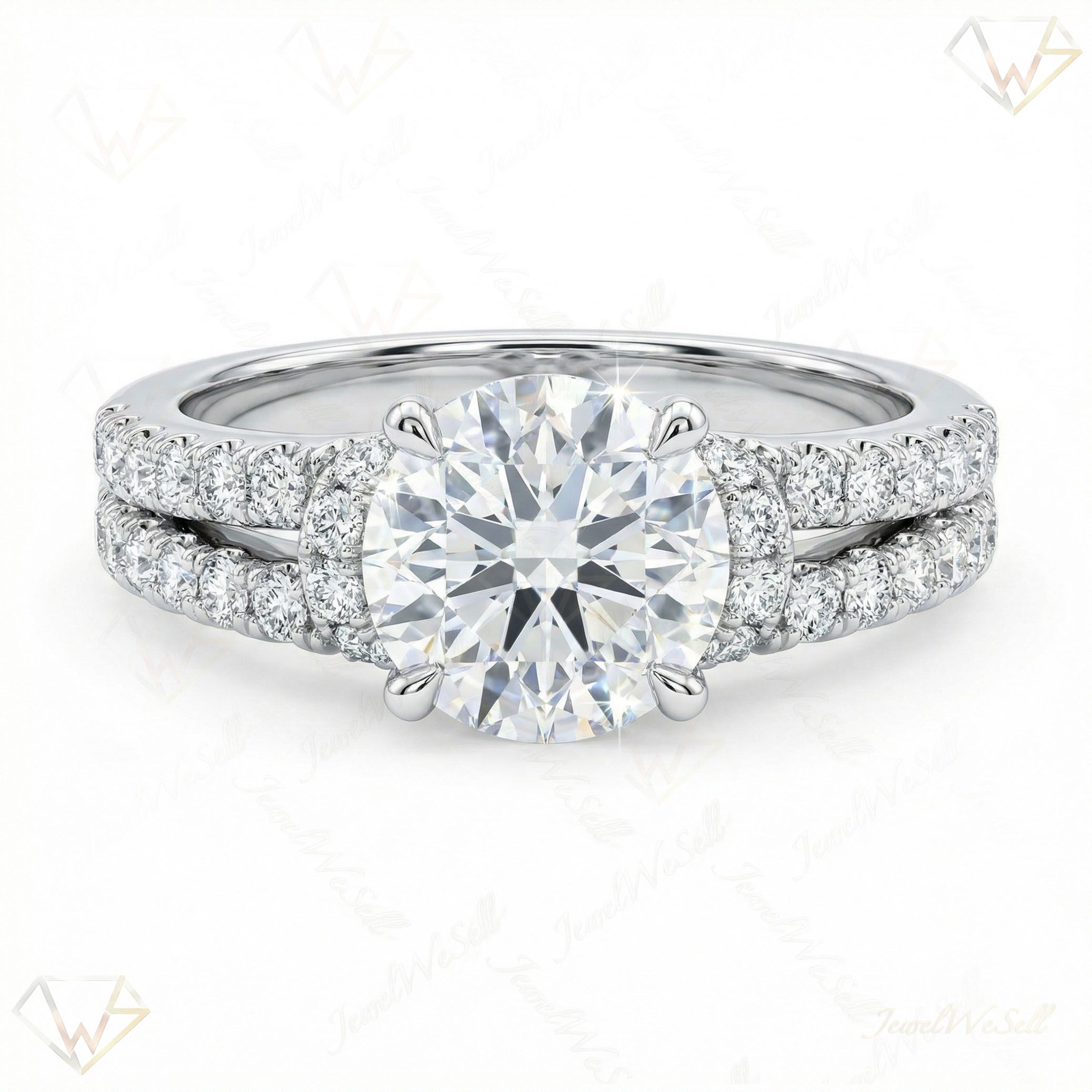 2.50 ct EF VS Lab Grown Diamond Solitaire with Accents Engagement Ring in 14k White Gold _ Sz0450 11430