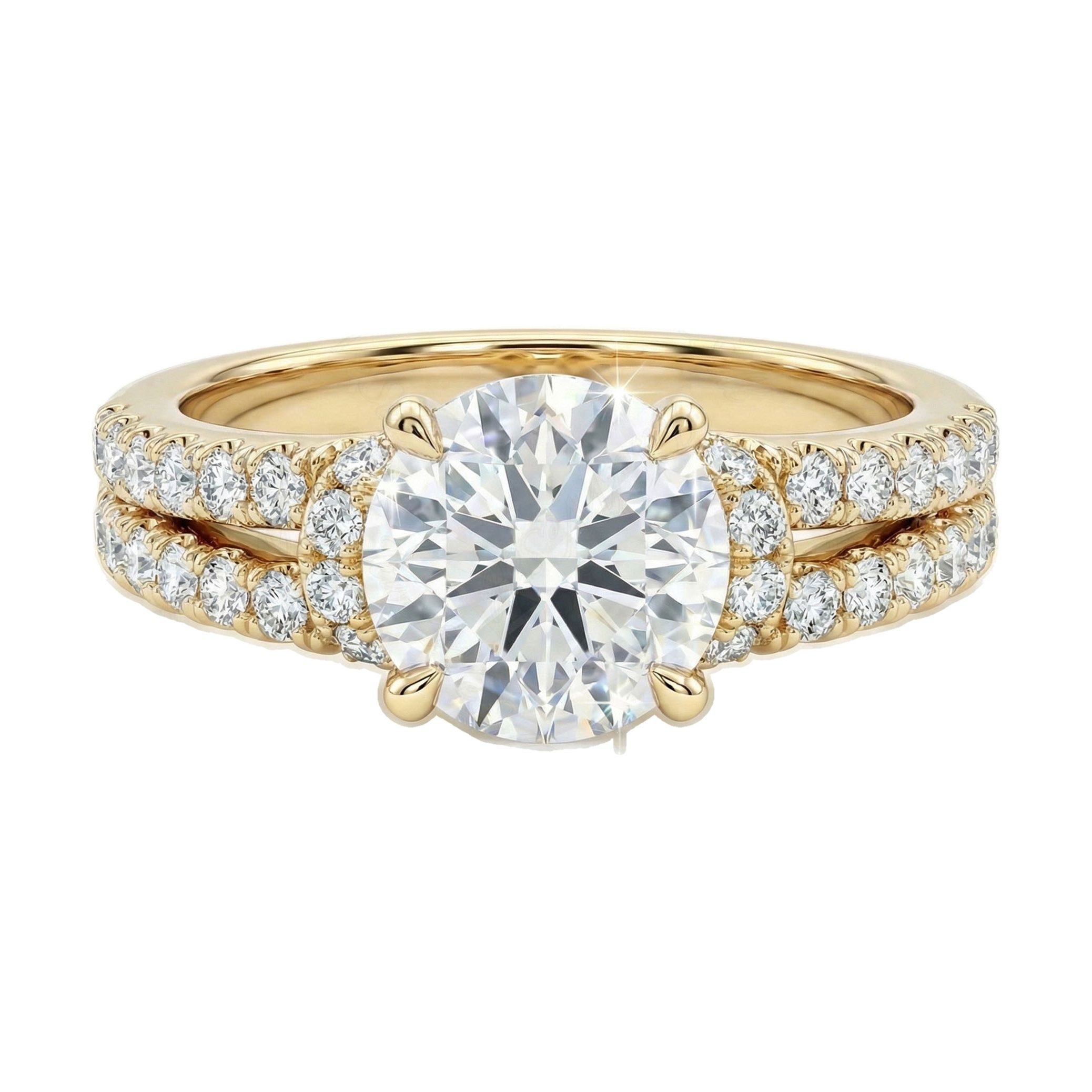 2.50 ct EF VS Lab Grown Diamond Solitaire with Accents Engagement Ring in 10k Yellow Gold _ Sz0600 11430