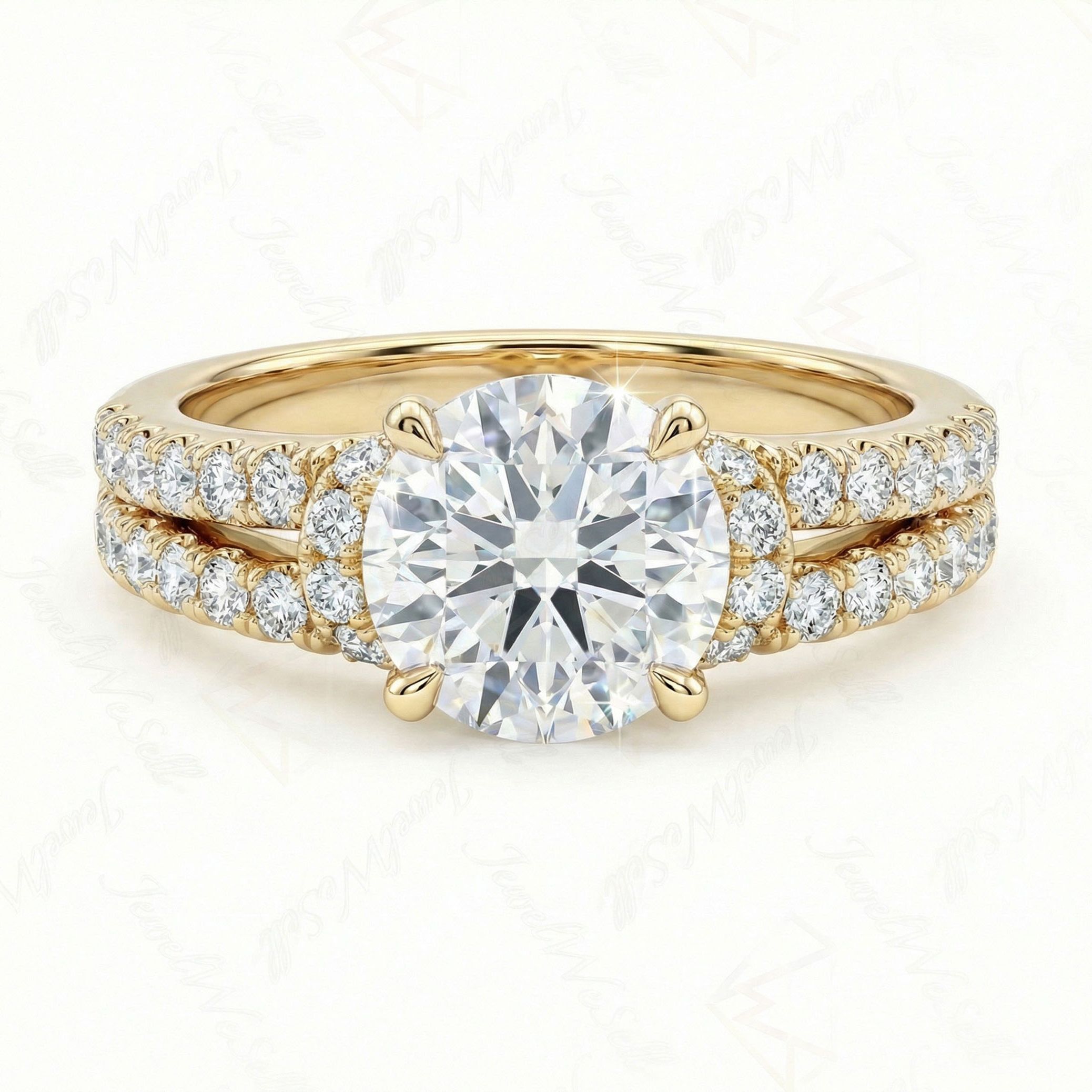 2.50 ct EF VS Lab Grown Diamond Solitaire with Accents Engagement Ring in 14k Yellow Gold _ Sz0800 11430