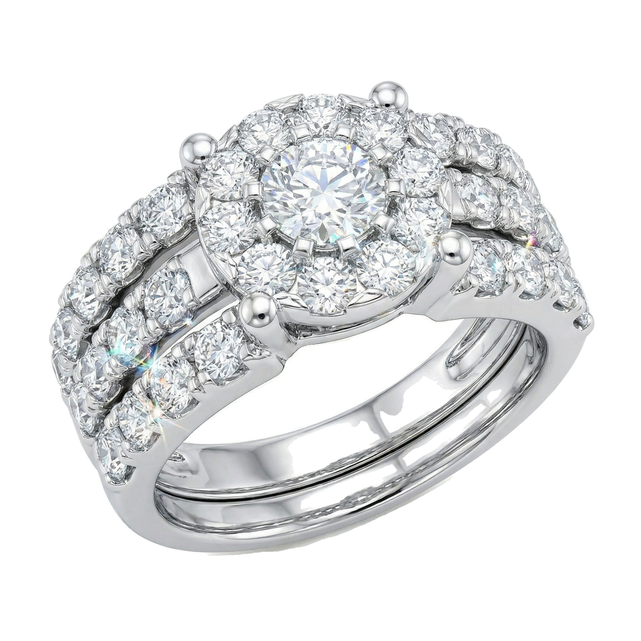 3.25 ct EF VS Lab Grown Diamond Circle Cluster Engagement Ring in 14k White Gold _ Sz0900 11478