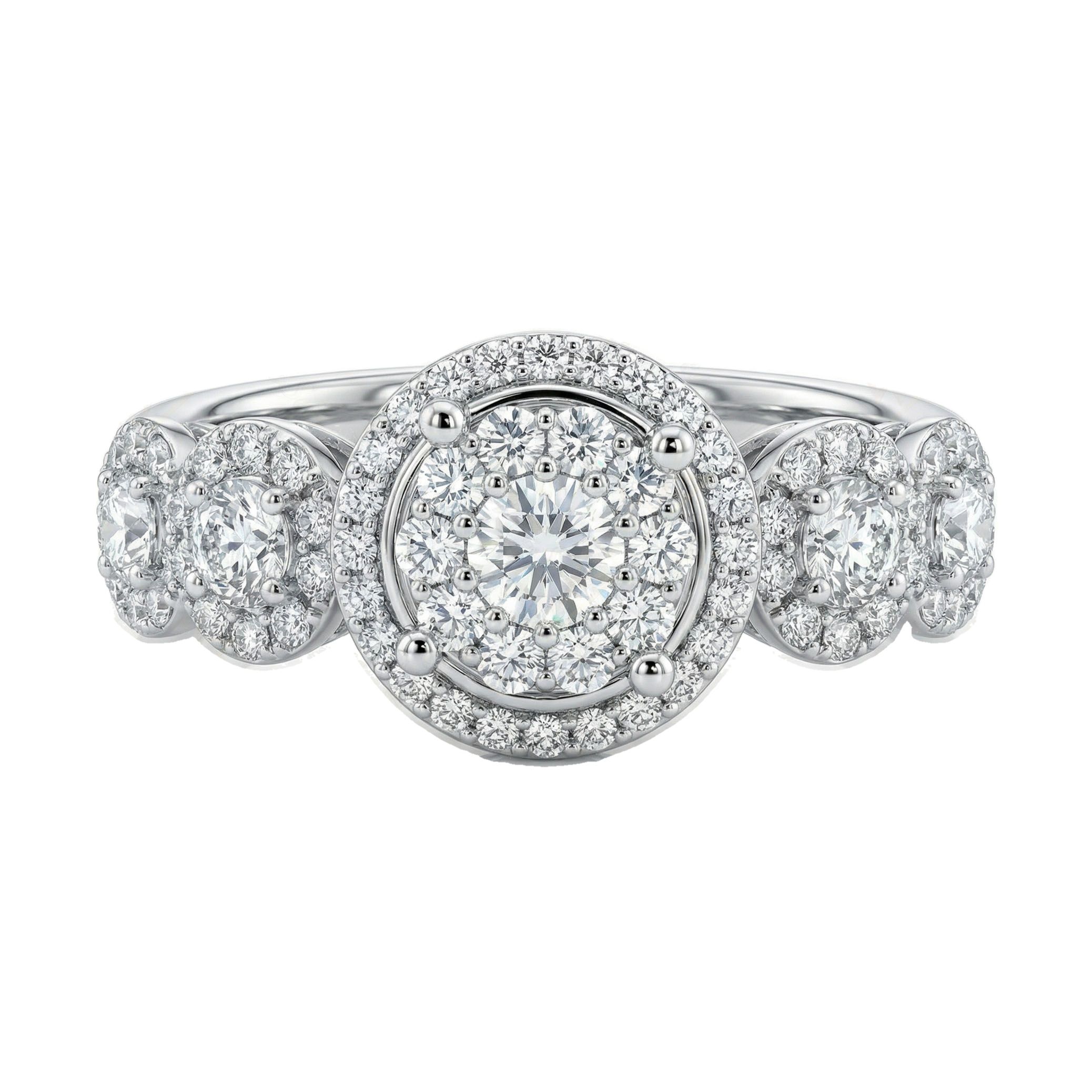 1.60 ct EF VS Lab Grown Diamond Halo Engagement Ring in 14k White Gold _ Sz0875 11480