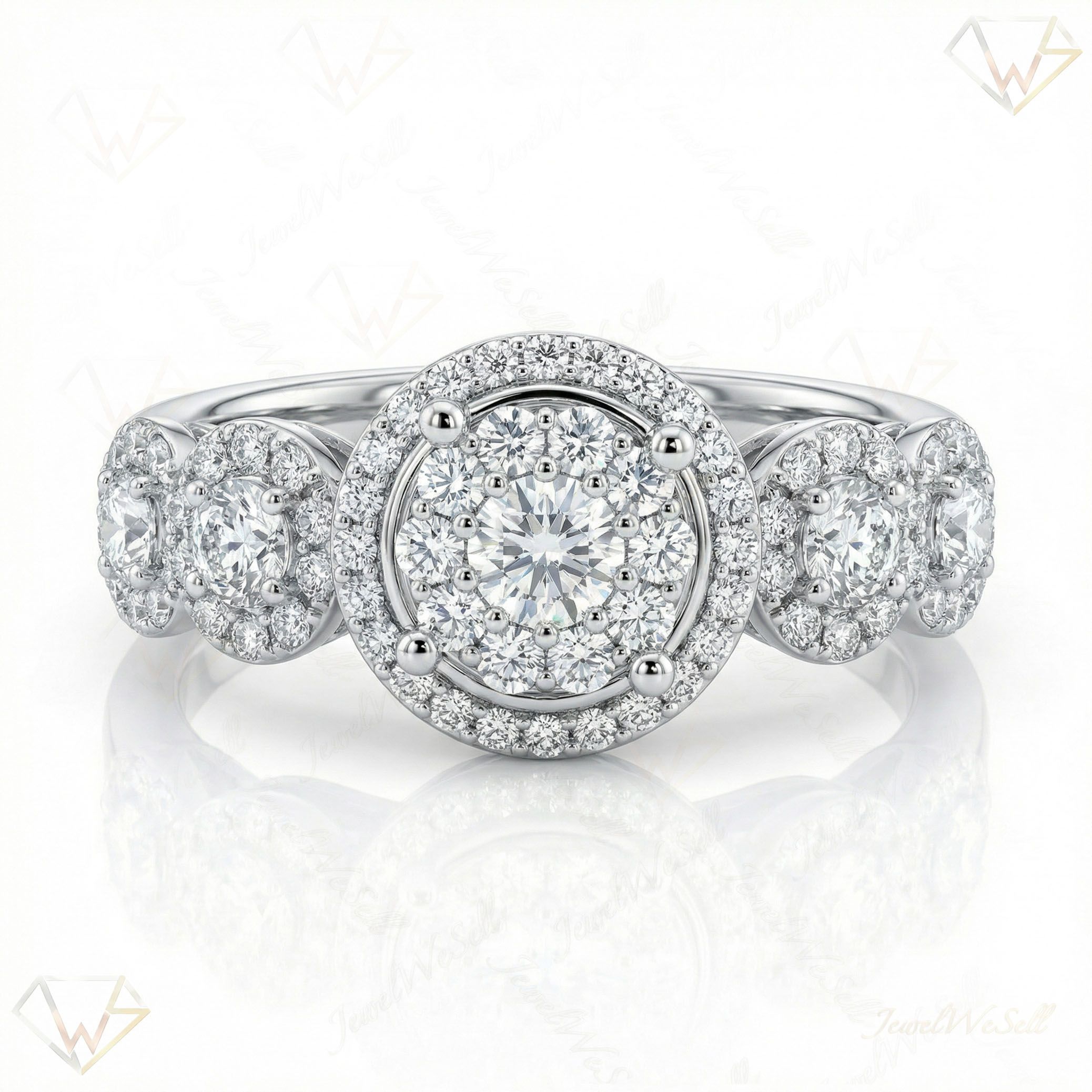 1.60 ct EF VS Lab Grown Diamond Halo Engagement Ring in 10k White Gold _ Sz0450 11480