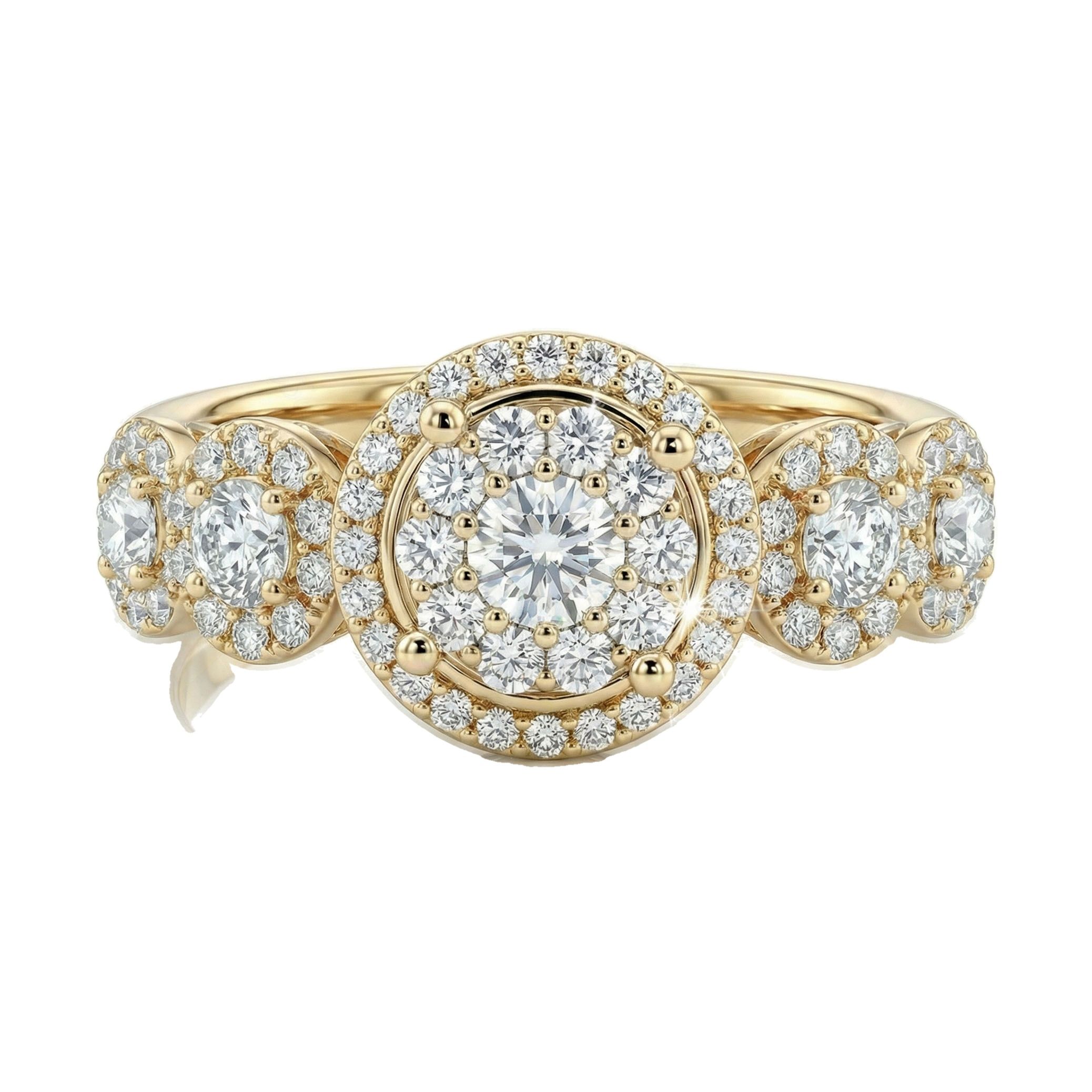 1.60 ct EF VS Lab Grown Diamond Halo Engagement Ring in 14k Yellow Gold _ Sz0750 11480