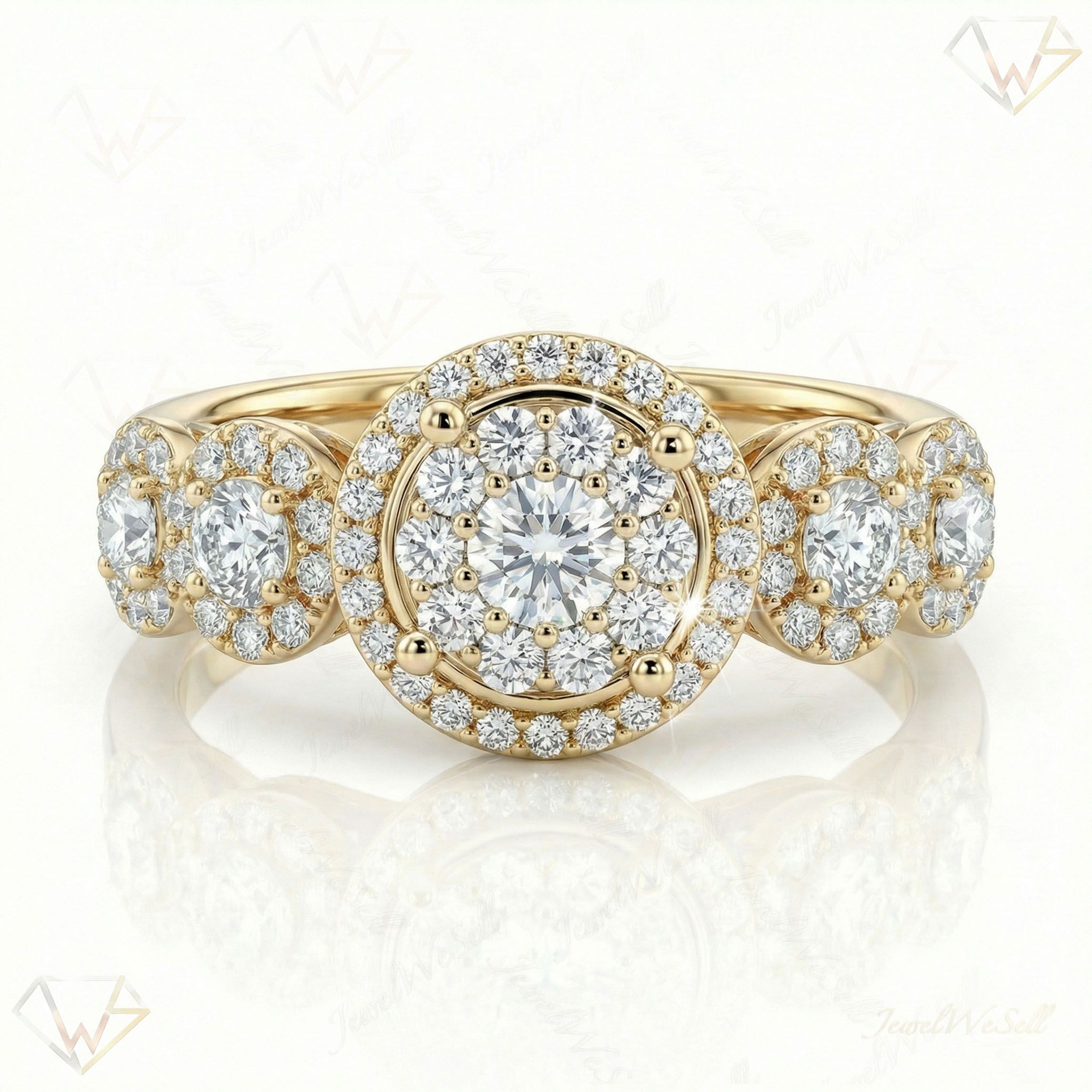 1.60 ct EF VS Lab Grown Diamond Halo Engagement Ring in 14k Yellow Gold _ Sz0525 11480