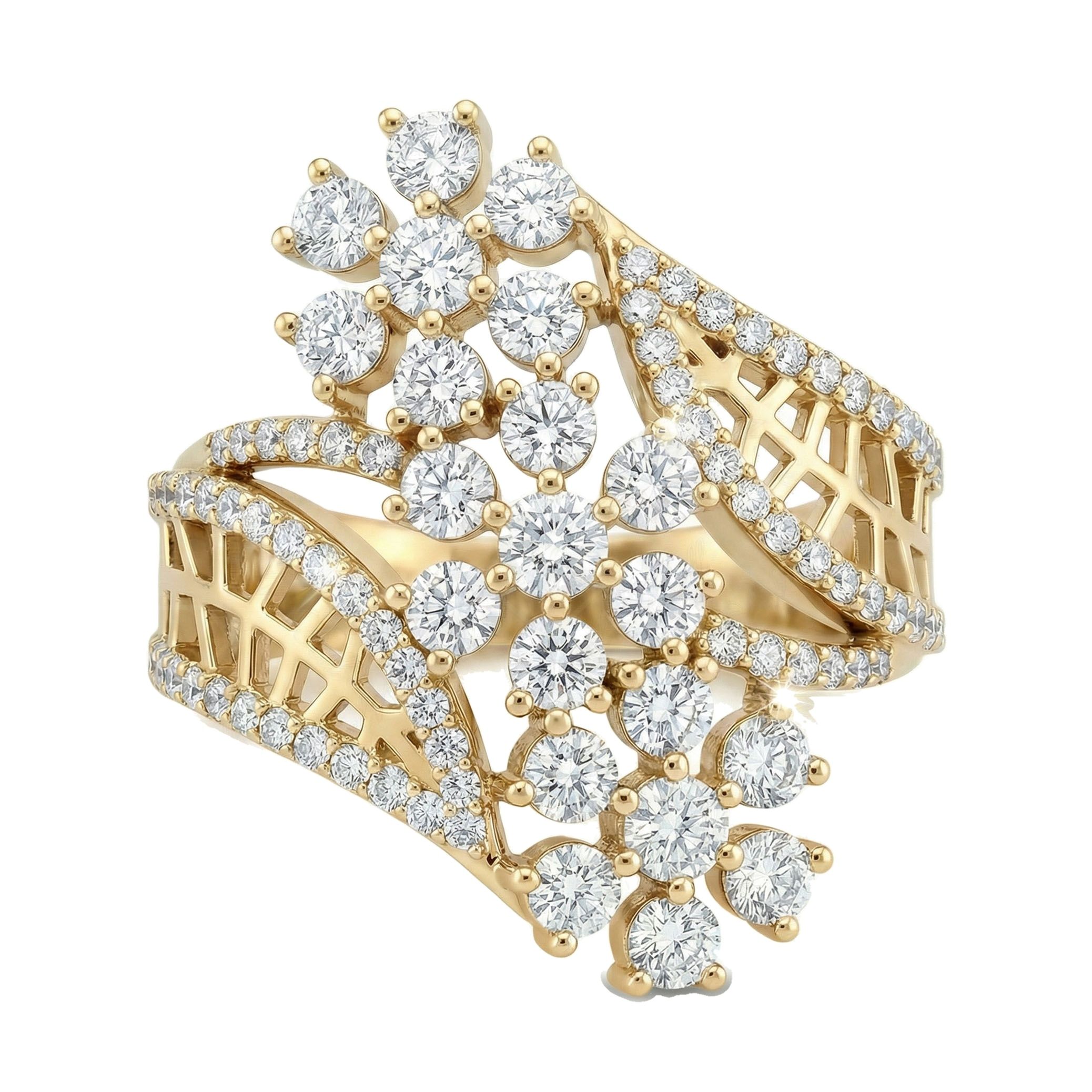2.10 ct EF VS Lab Grown Diamond Fancy Ring in 14k Yellow Gold _ Sz0875 11486