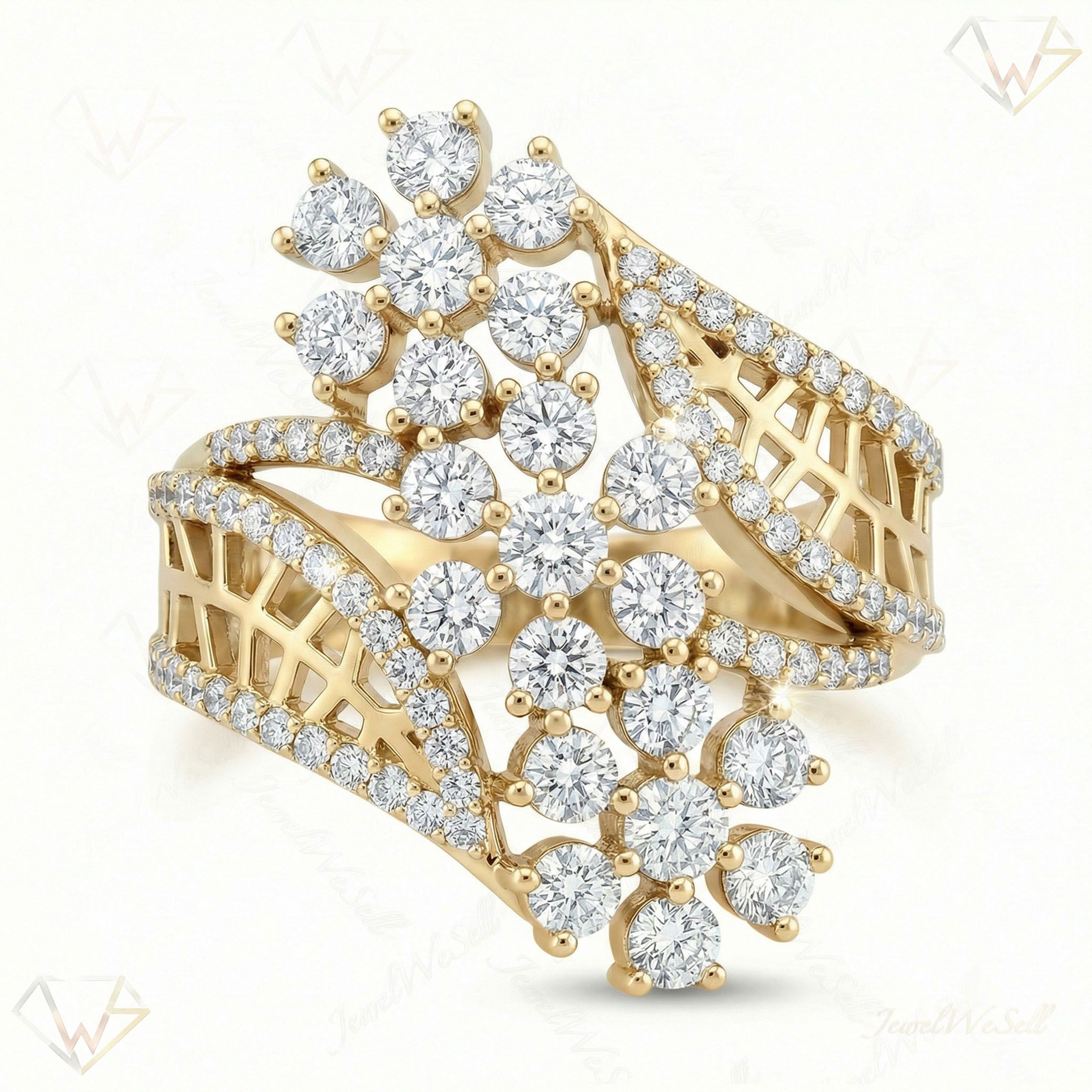 2.10 ct EF VS Lab Grown Diamond Fancy Ring in 14k Yellow Gold _ Sz0475 11486