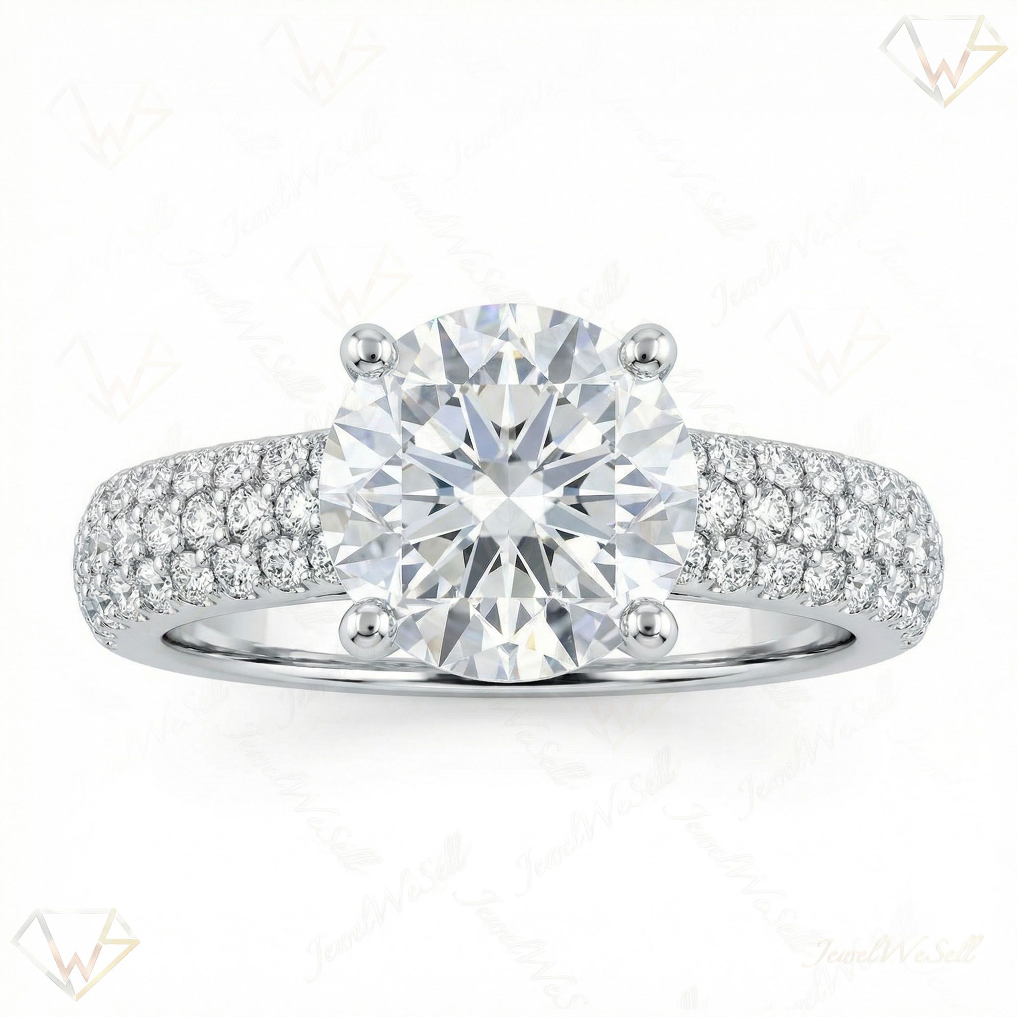1.50 ct EF VS Lab Grown Diamond Solitaire with Accents Engagement Ring in 14k White Gold _ Sz0675 11654