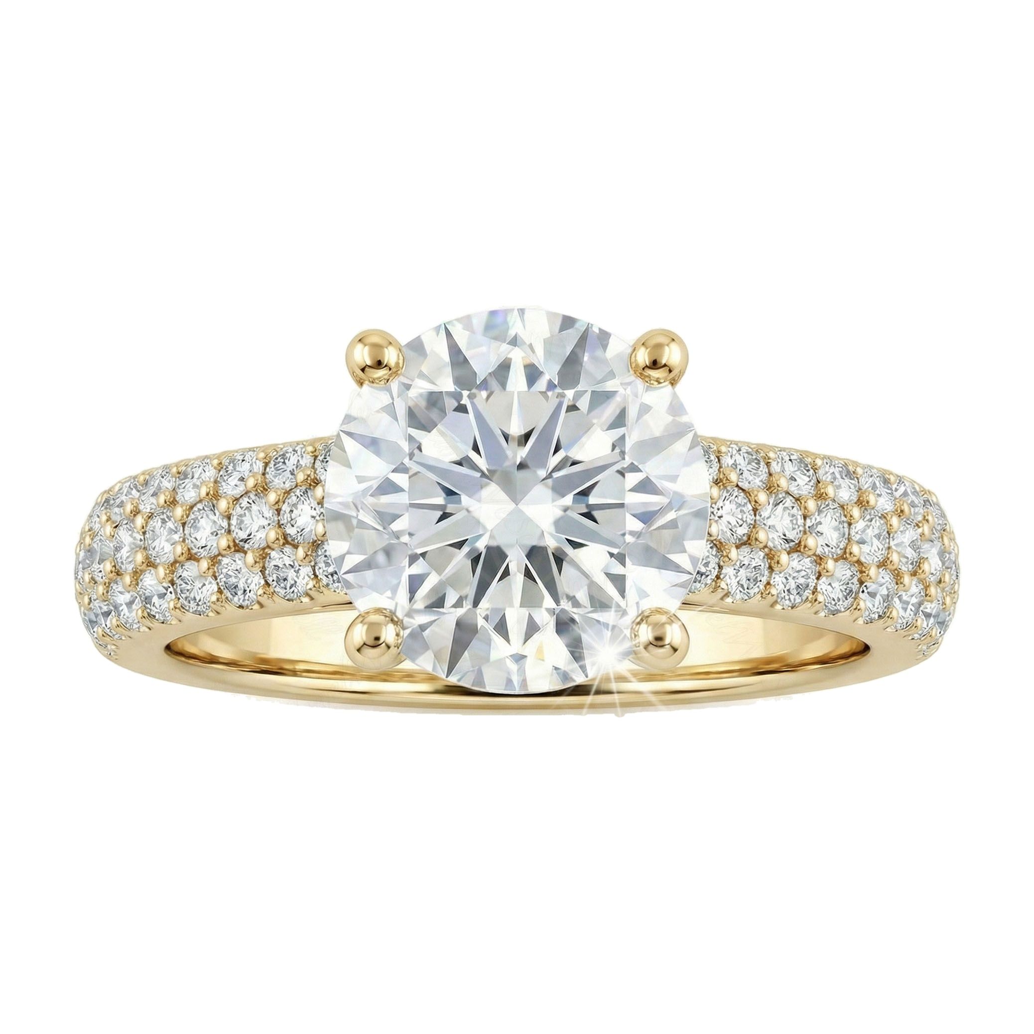 1.50 ct EF VS Lab Grown Diamond Solitaire with Accents Engagement Ring in 10k Yellow Gold _ Sz0450 11654