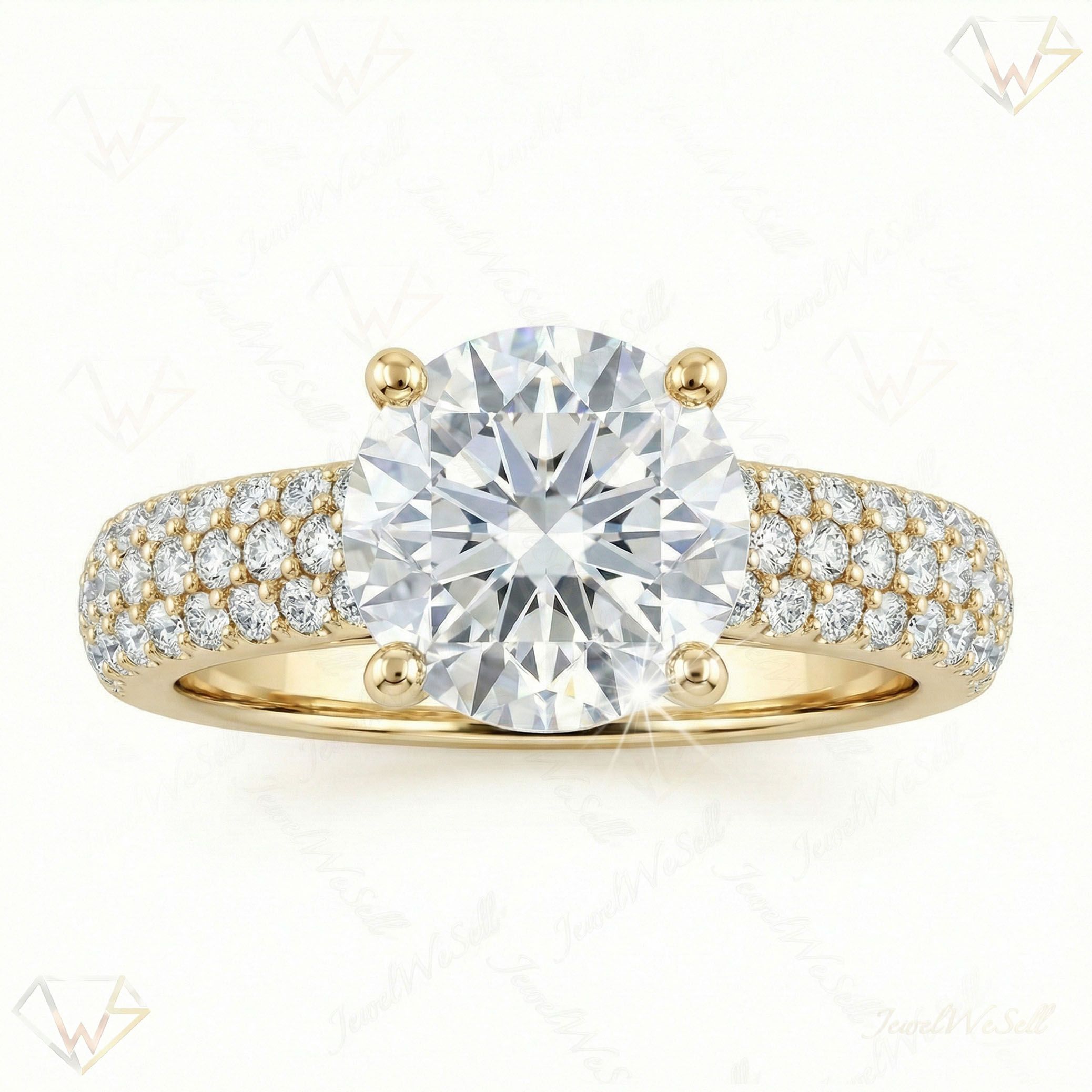 1.50 ct EF VS Lab Grown Diamond Solitaire with Accents Engagement Ring in 10k Yellow Gold _ Sz0425 11654