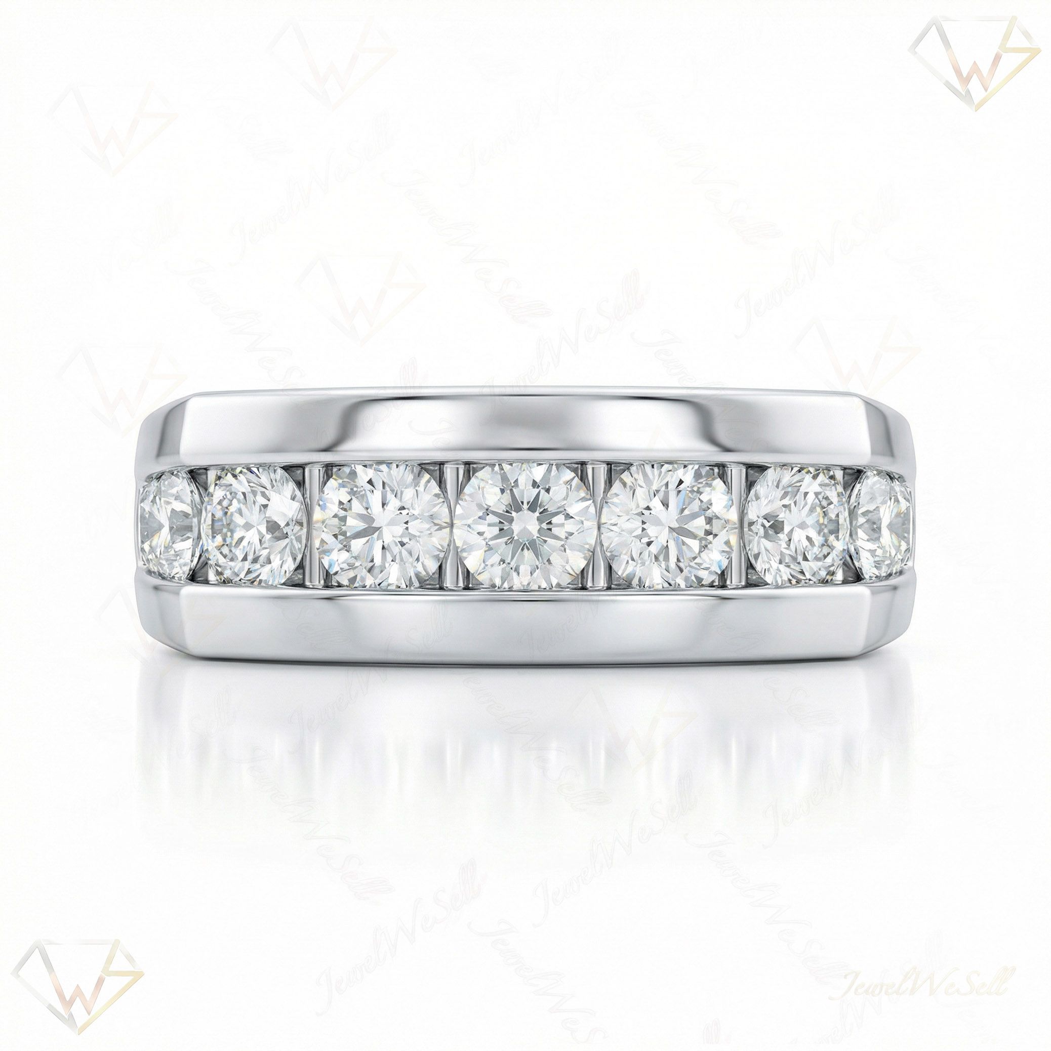 2.75 ct EF VS Lab Grown Diamond Mens Wedding Band in 10k White Gold _ Sz0775 11973