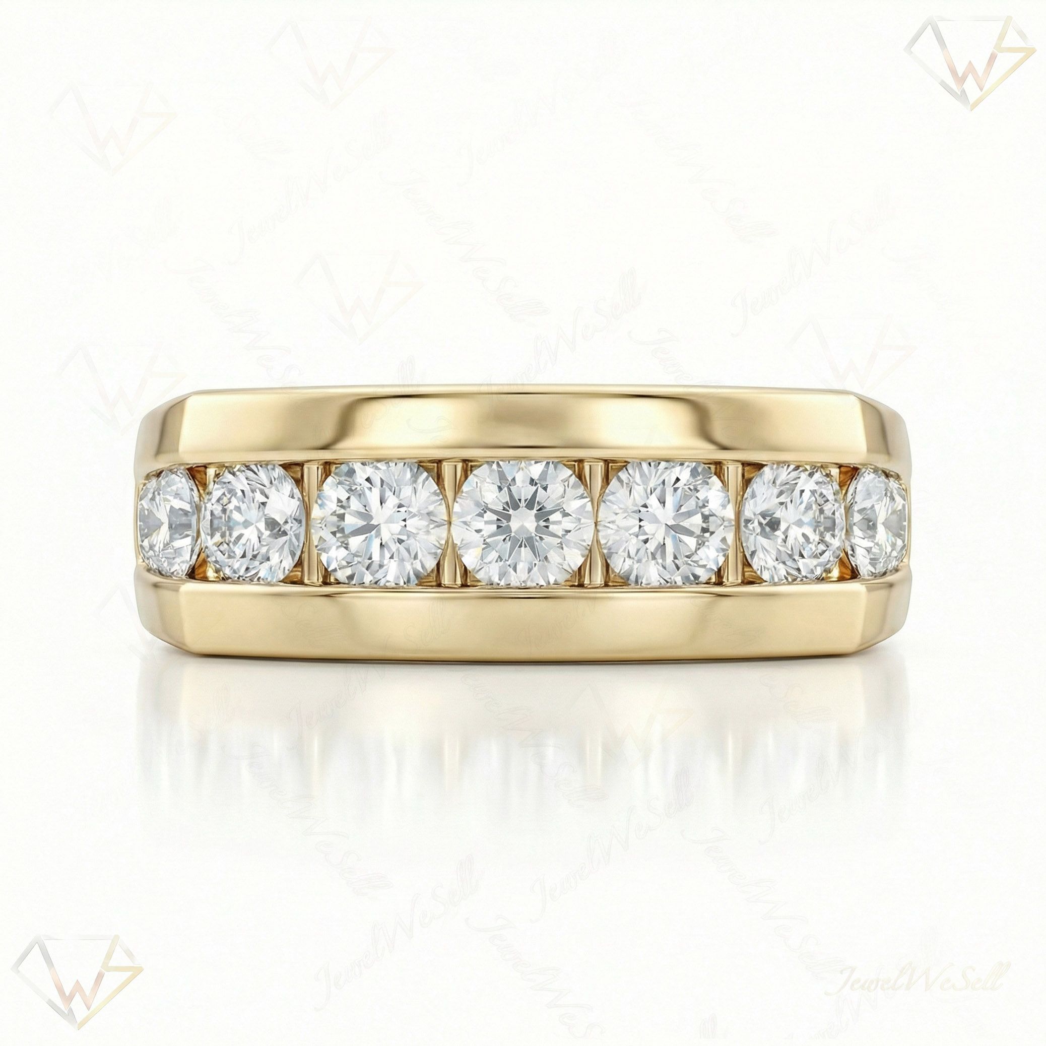 2.75 ct EF VS Lab Grown Diamond Mens Wedding Band in 14k Yellow Gold _ Sz0425 11973