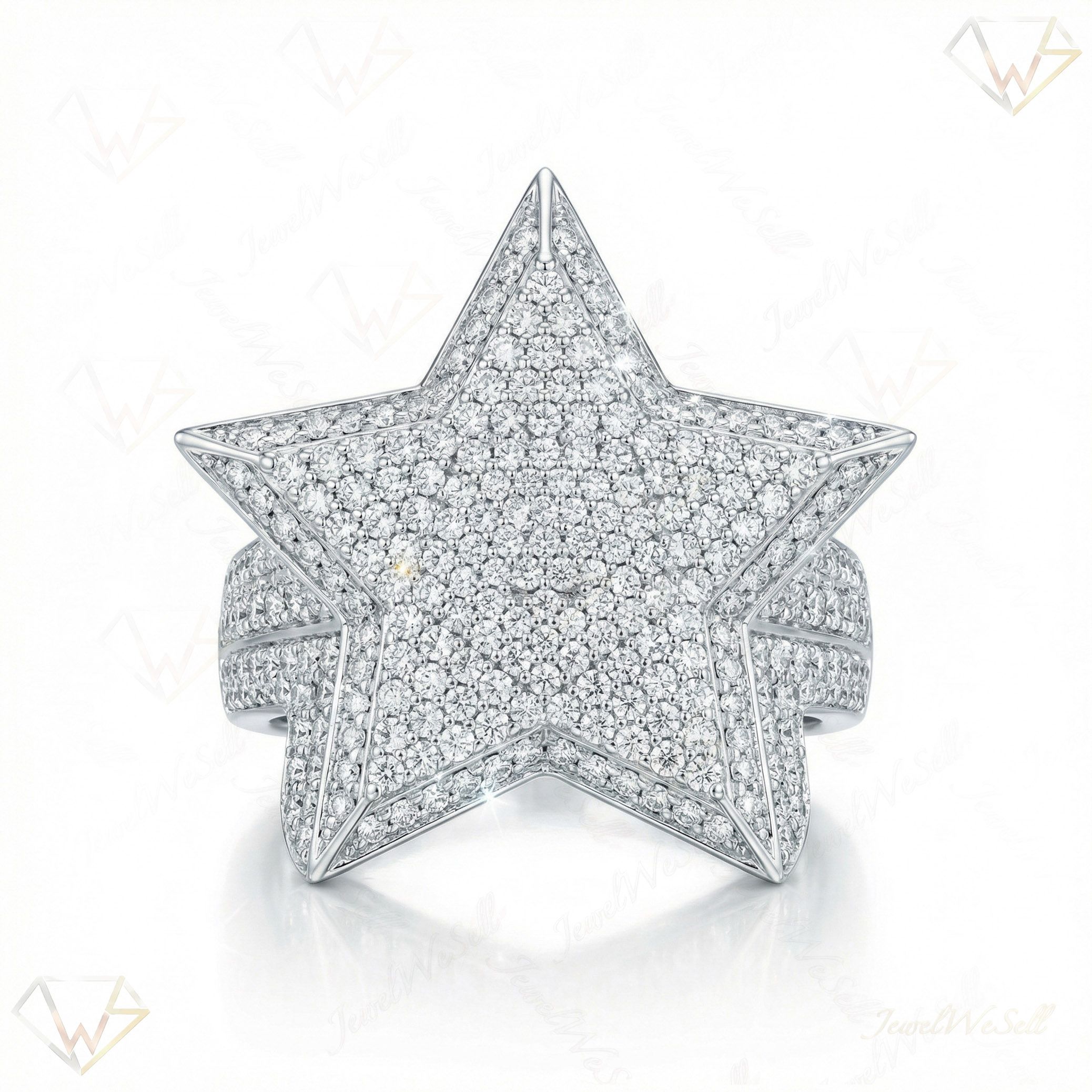 8.80 ct EF VS Lab Grown Diamond Mens Statement Ring in 14k White Gold _ Sz0825 12089
