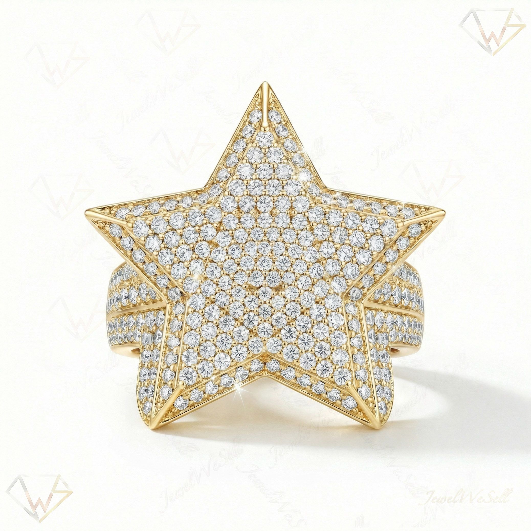 8.80 ct EF VS Lab Grown Diamond Mens Statement Ring in 10k Yellow Gold _ Sz1125 12089