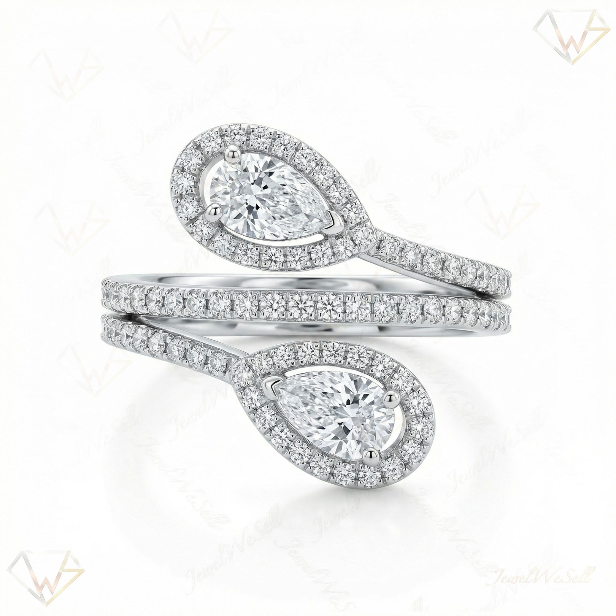 1.66 ct EF VS Lab Grown Diamond Fancy Ring in 10k White Gold _ Sz0525 12497