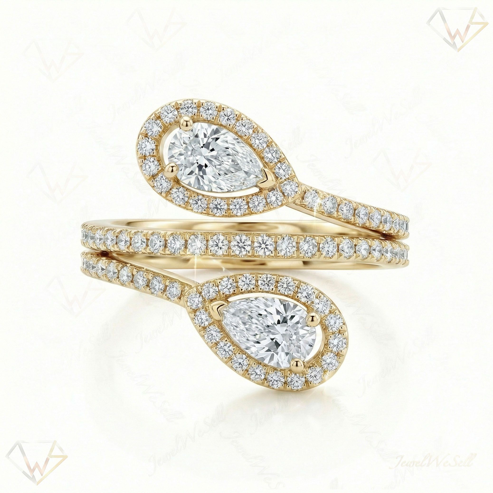 1.66 ct EF VS Lab Grown Diamond Fancy Ring in 10k Yellow Gold _ Sz0800 12497