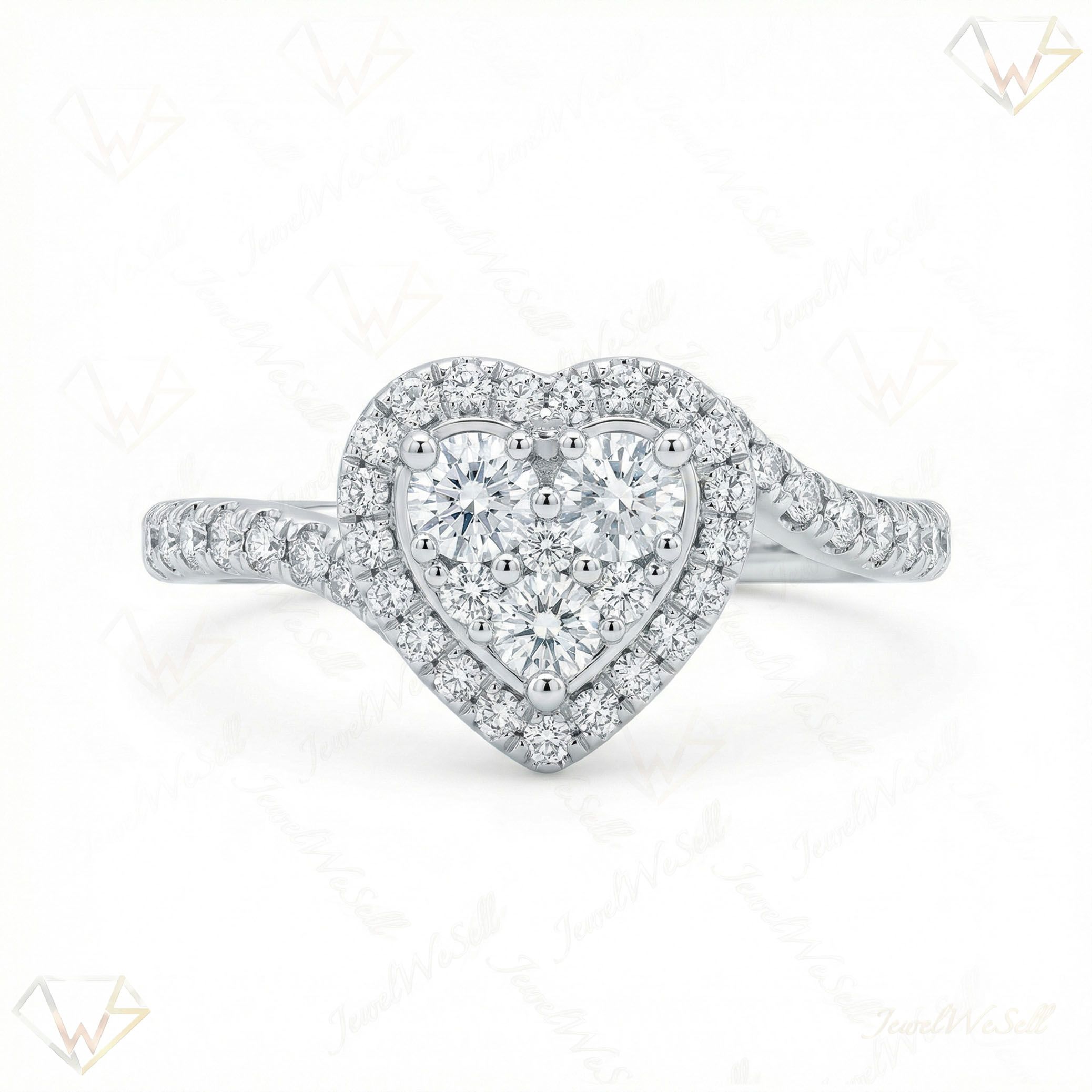 1.00 ct EF VS Lab Grown Diamond Heart Shaped Cluster Engagement Ring in 10k White Gold _ Sz0425 12571