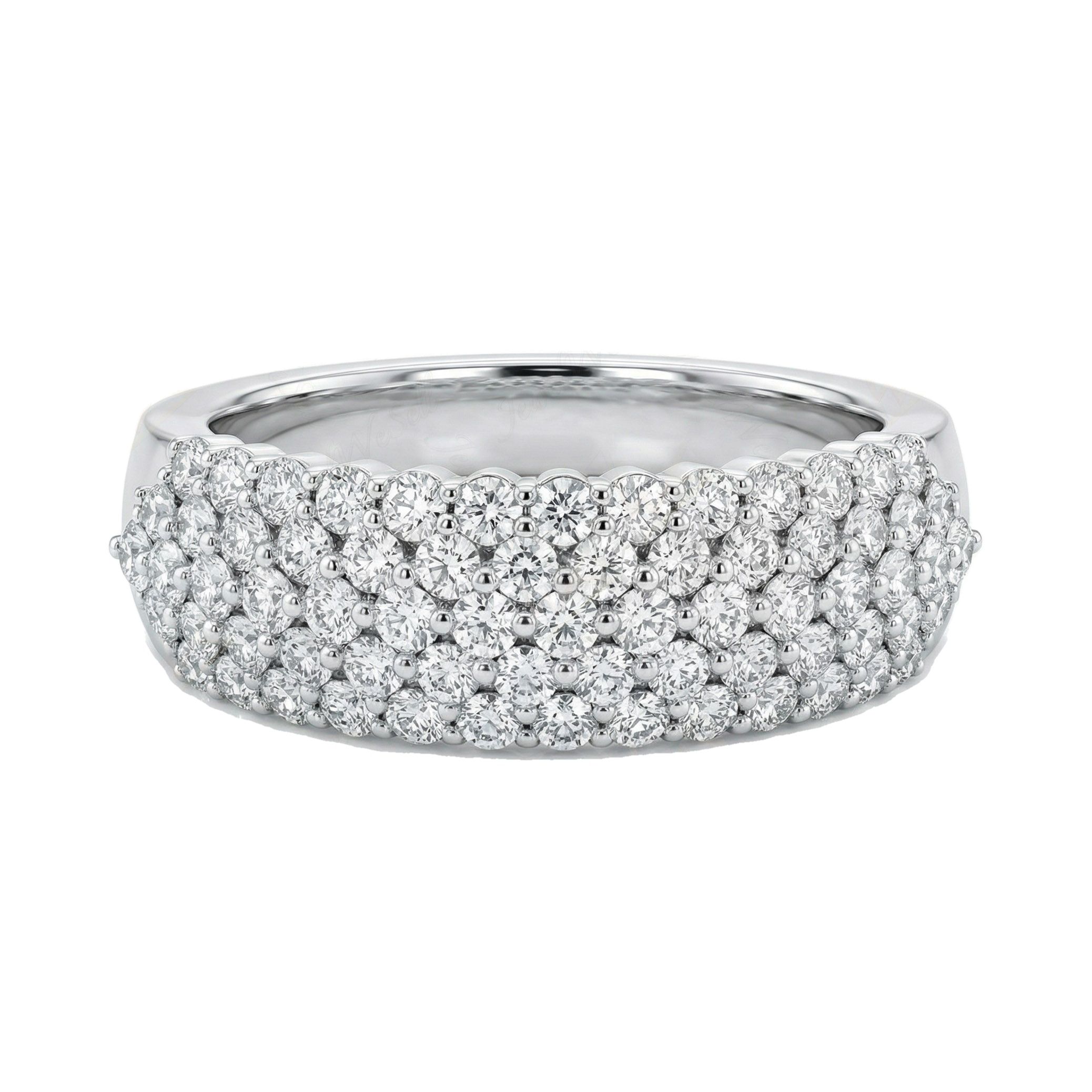 0.90 ct EF VS Lab Grown Diamond Multi Row Wedding Band in 10k White Gold _ Sz0875 12595