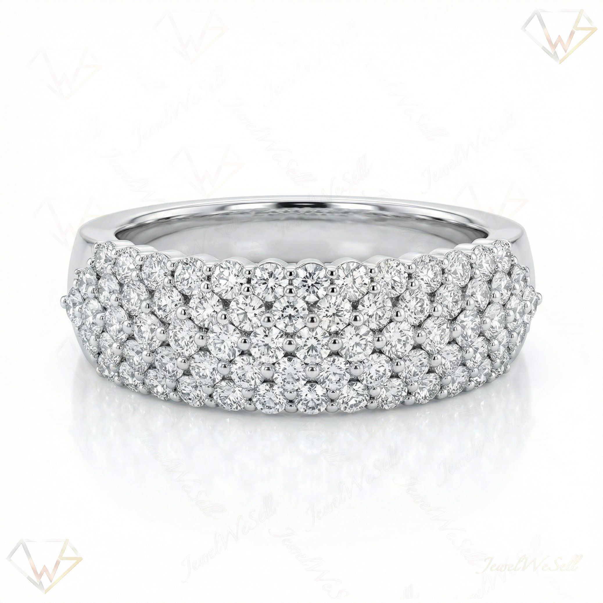 0.90 ct EF VS Moissanite Multi Row Wedding Band in 925 Sterling SIlver _ Sz0700 12595