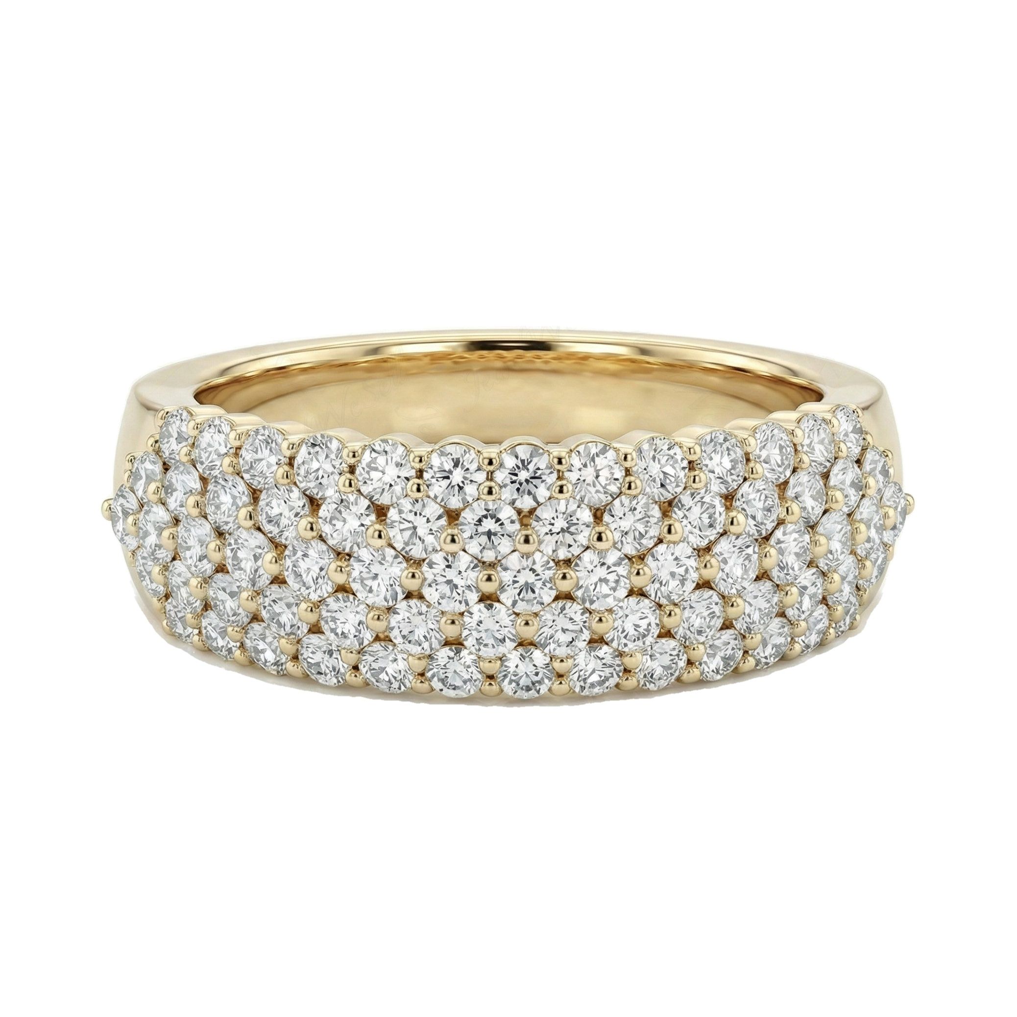 0.90 ct EF VS Lab Grown Diamond Multi Row Wedding Band in 14k Yellow Gold _ Sz0400 12595