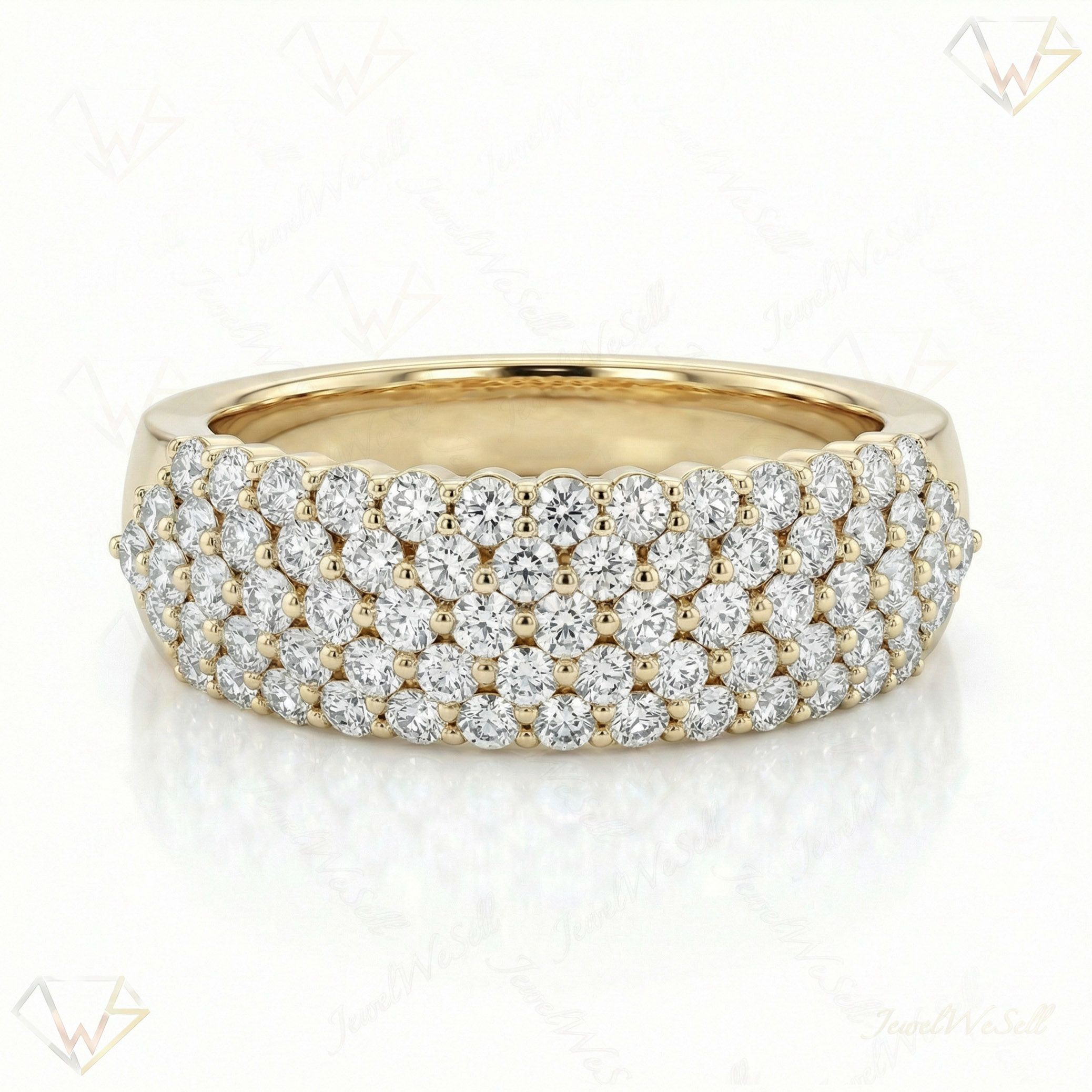0.90 ct EF VS Lab Grown Diamond Multi Row Wedding Band in 14k Yellow Gold _ Sz0425 12595