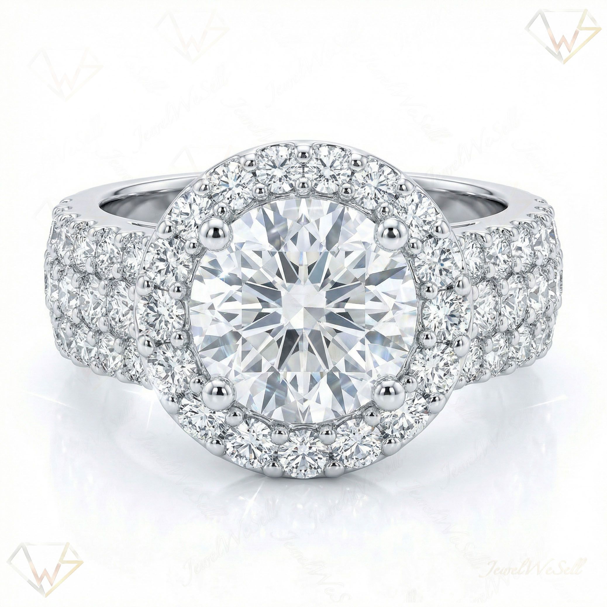 1.80 ct EF VS Lab Grown Diamond Halo Engagement Ring in 10k White Gold _ Sz0775 12726