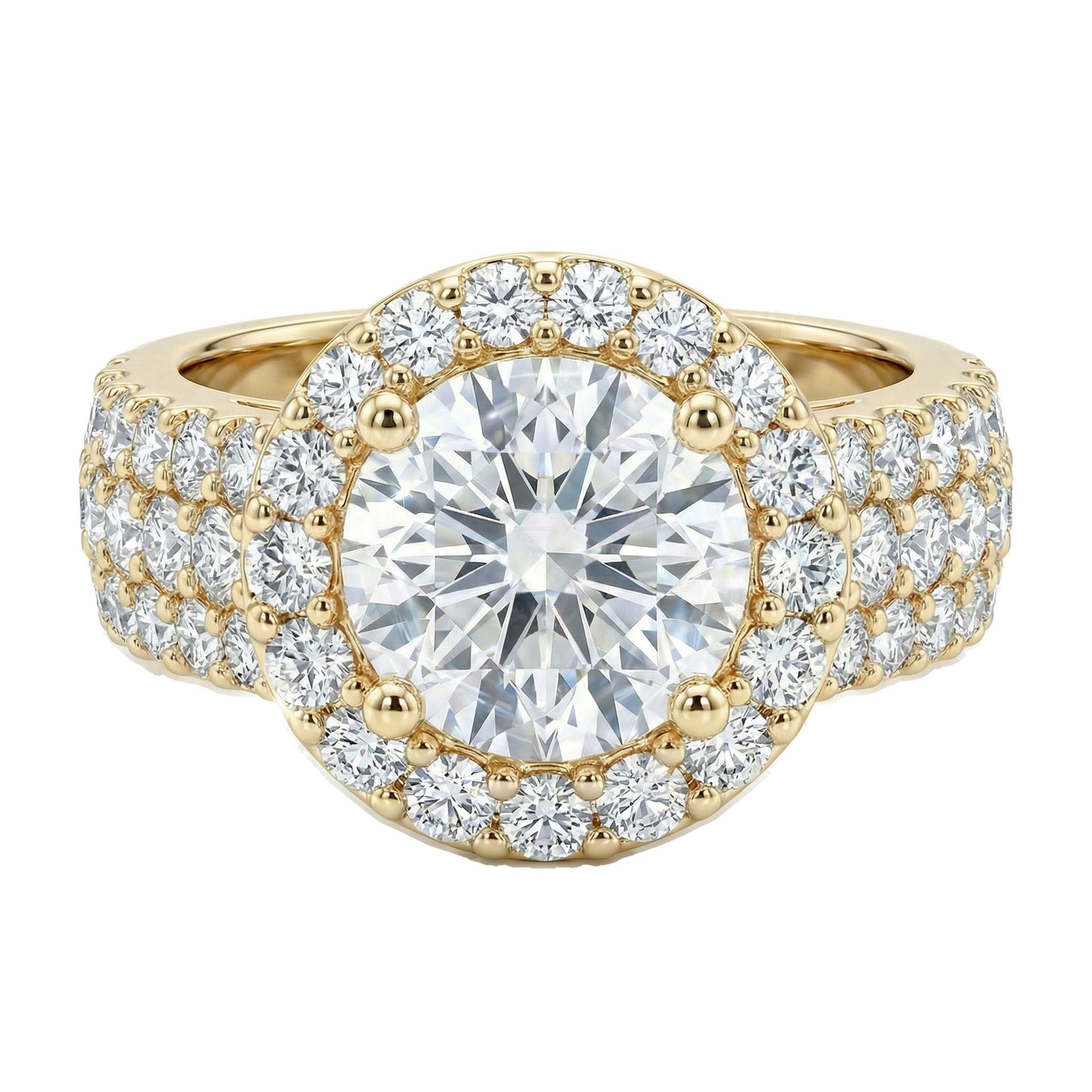 1.80 ct EF VS Lab Grown Diamond Halo Engagement Ring in 14k Yellow Gold _ Sz0550 12726