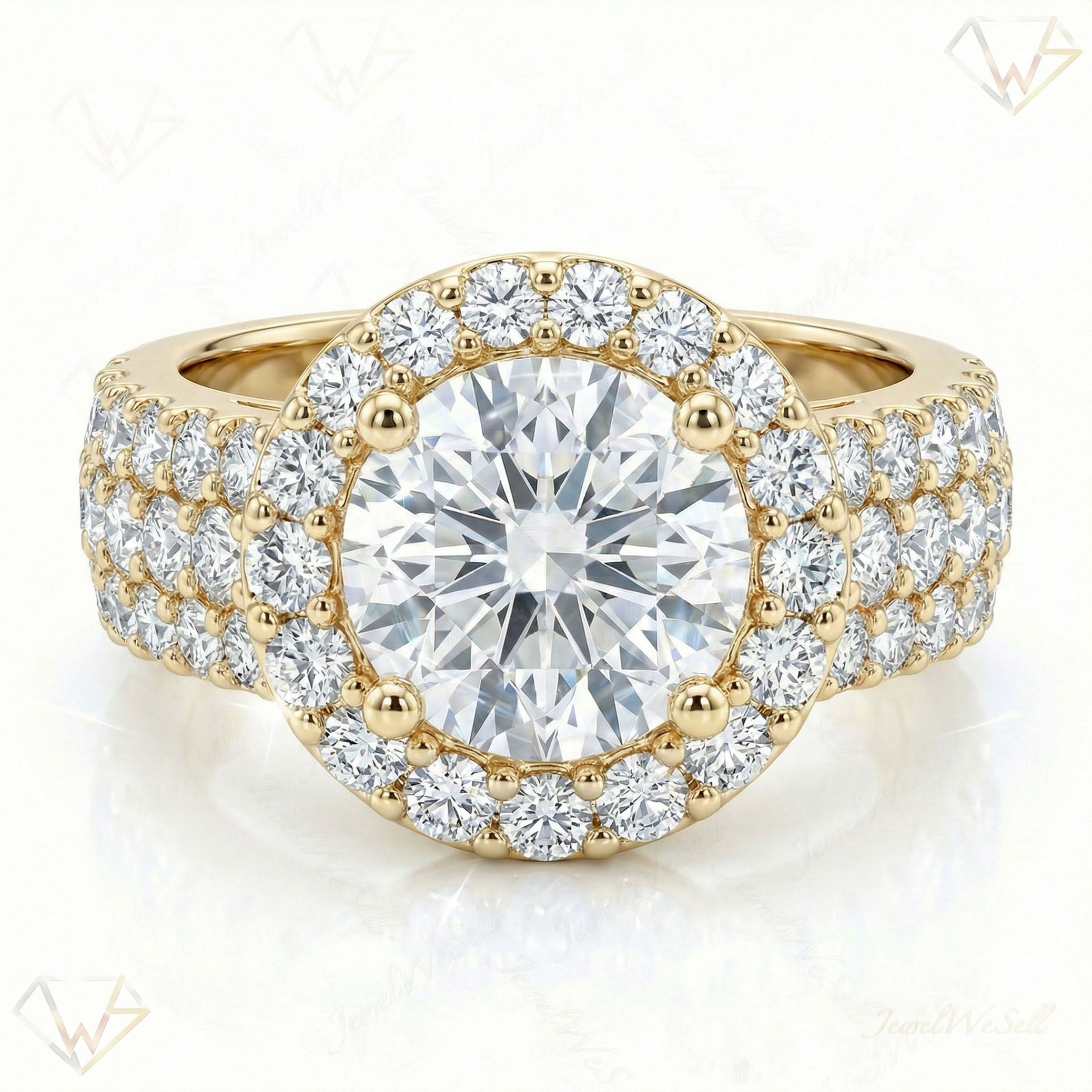 1.80 ct EF VS Lab Grown Diamond Halo Engagement Ring in 14k Yellow Gold _ Sz0775 12726
