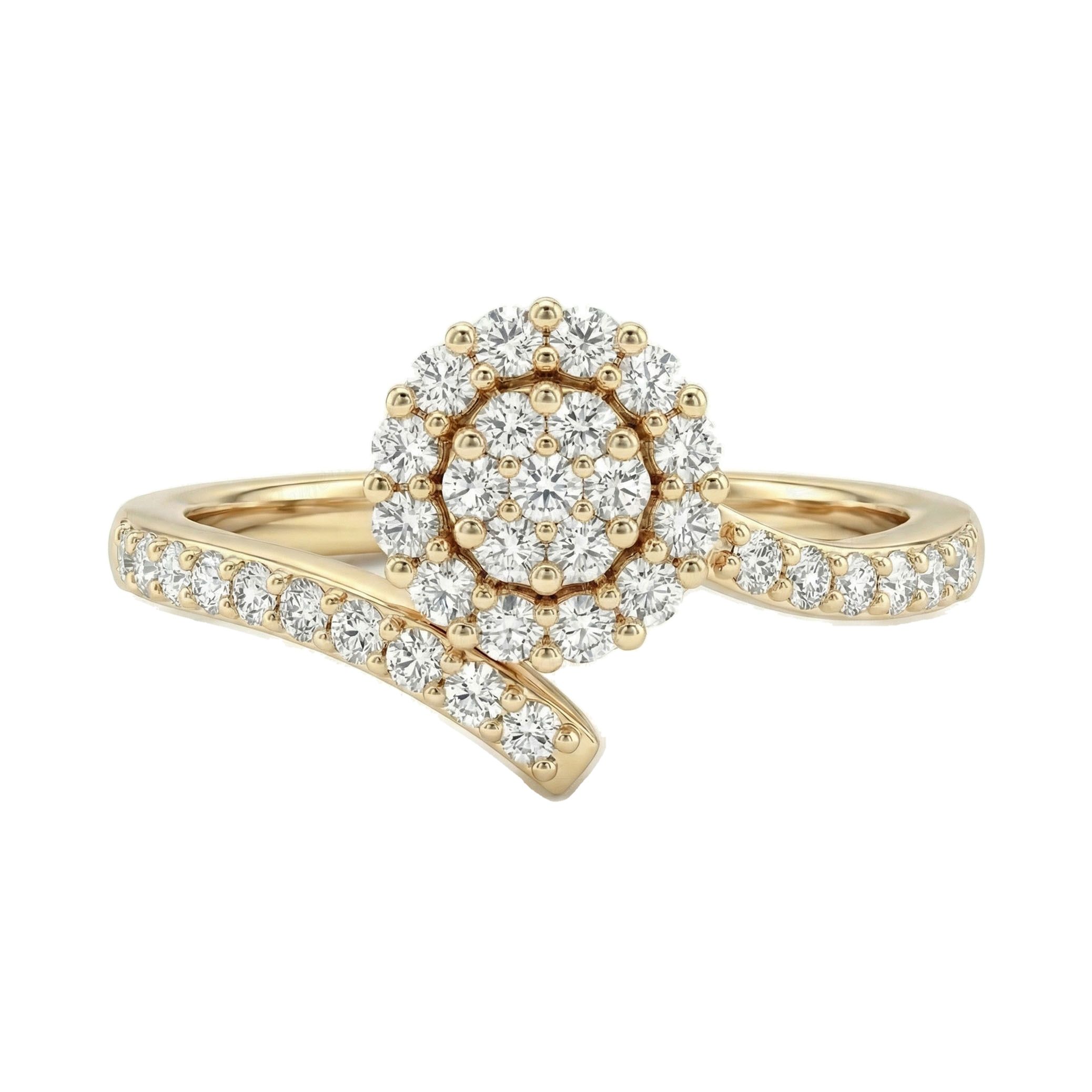 0.40 ct EF VS Lab Grown Diamond Fancy Ring in 10k Yellow Gold _ Sz0875 12777