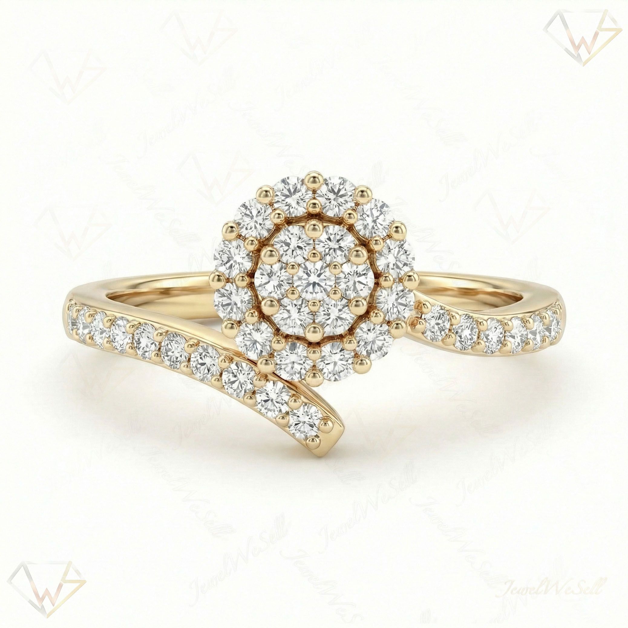 0.40 ct EF VS Lab Grown Diamond Fancy Ring in 14k Yellow Gold _ Sz0575 12777