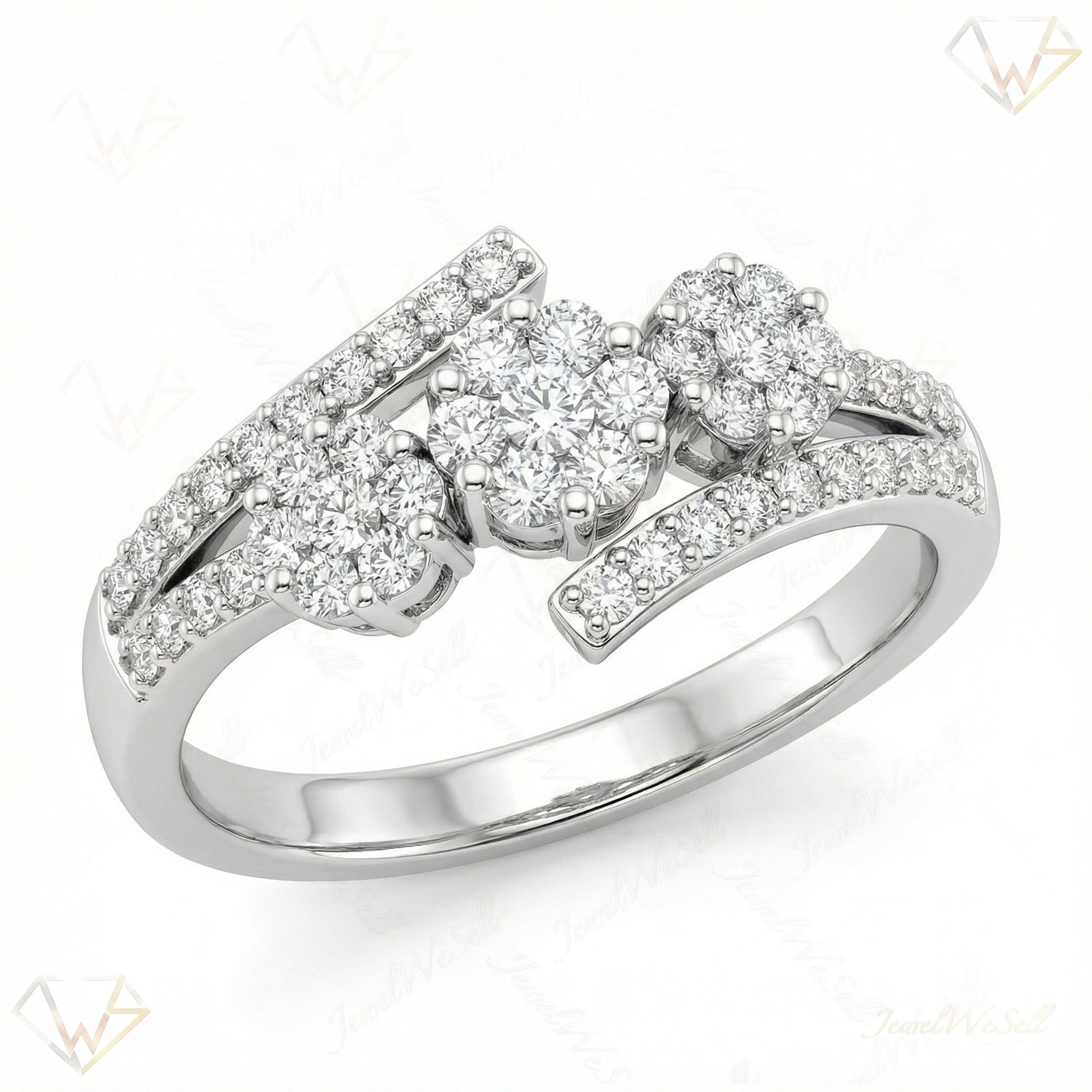 0.50 ct EF VS Lab Grown Diamond Fancy Ring in 10k White Gold _ Sz0425 12778