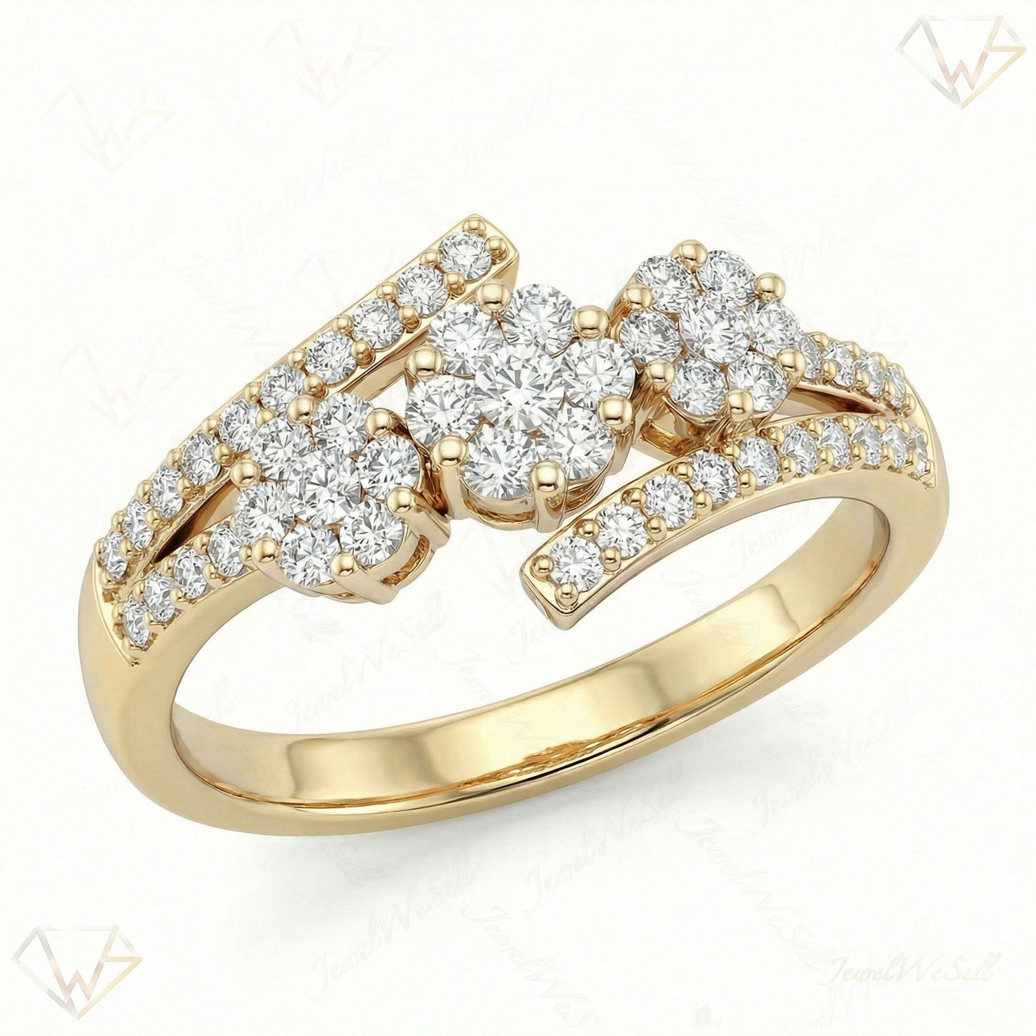 0.50 ct EF VS Lab Grown Diamond Fancy Ring in 14k Yellow Gold _ Sz0450 12778