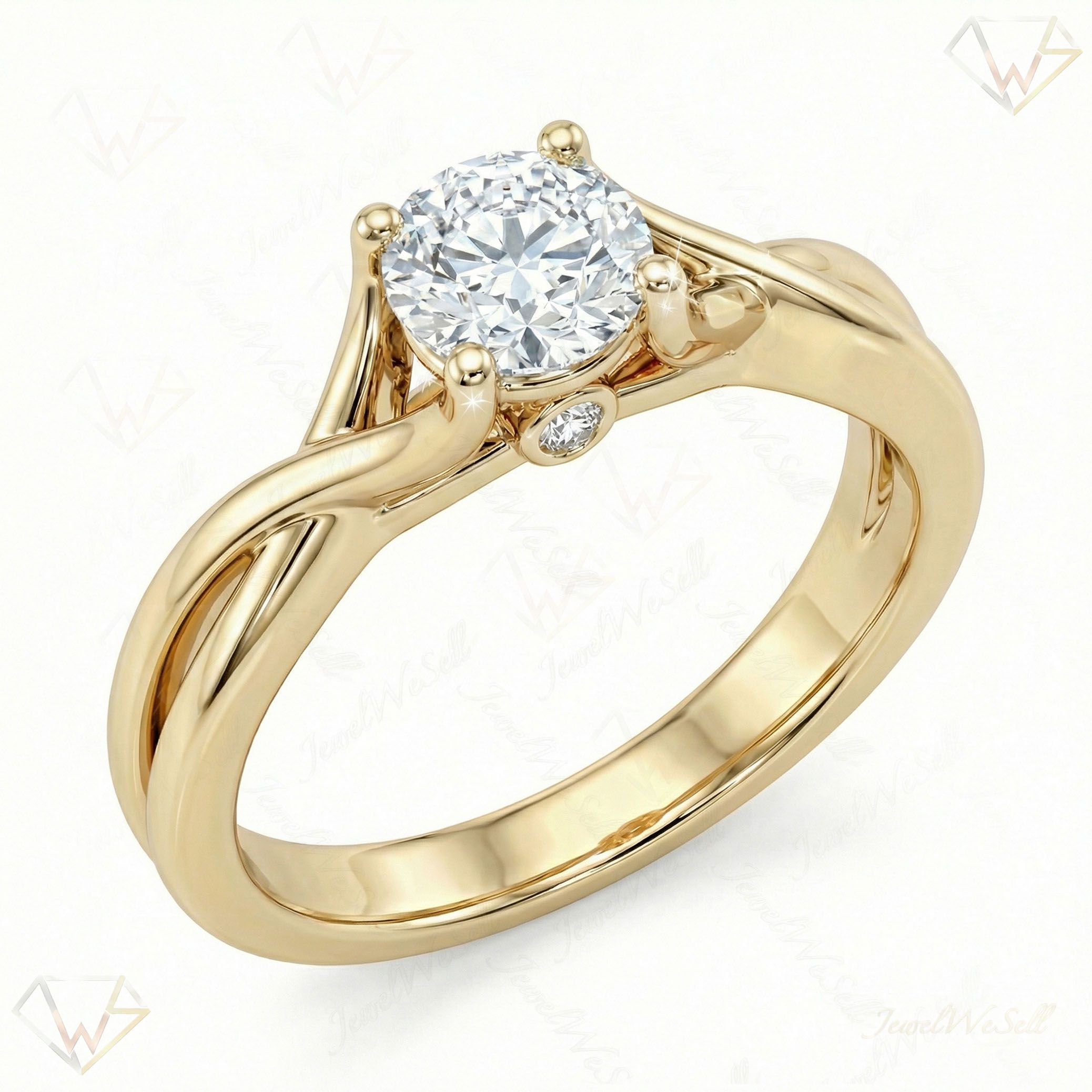 1.15 ct EF VS Lab Grown Diamond Solitaire Engagement Ring in 14k Yellow Gold _ Sz0875 12850