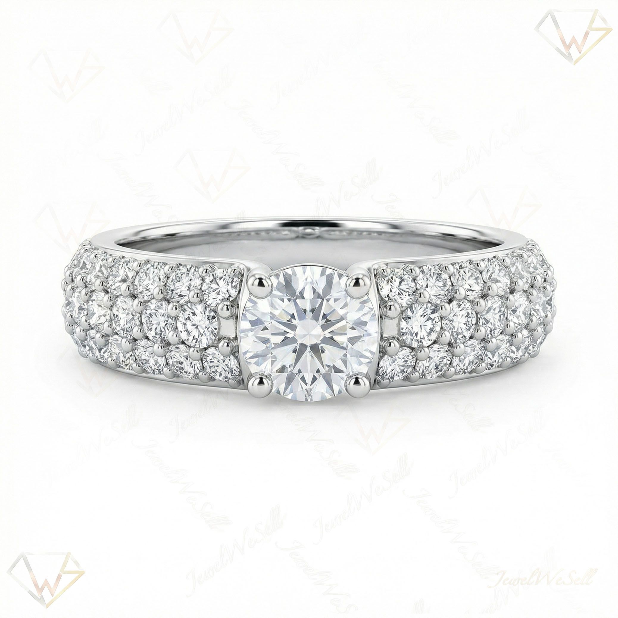 1.75 ct EF VS Moissanite Solitaire with Accents Engagement Ring in 925 Sterling SIlver _ Sz0425 12922
