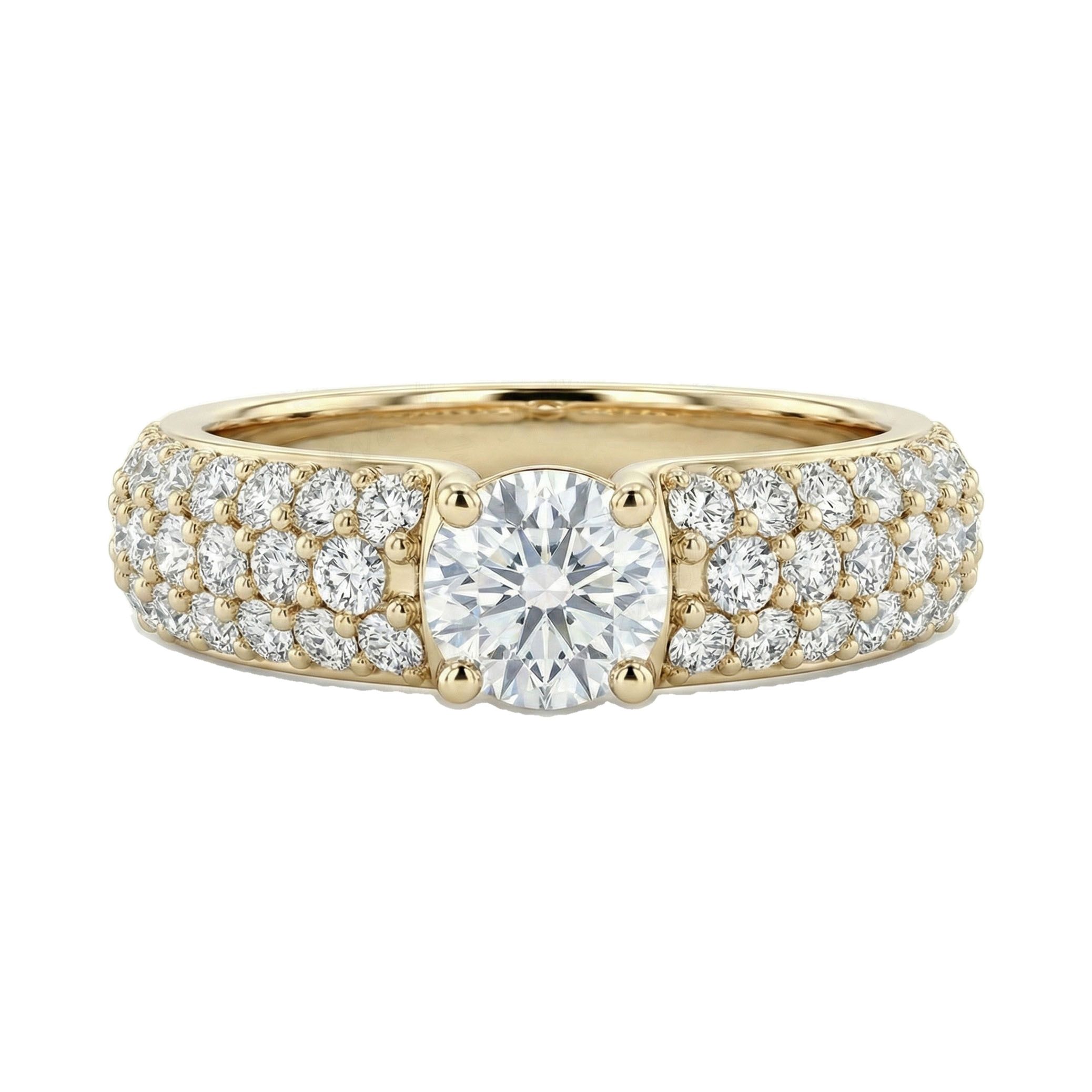1.75 ct EF VS Lab Grown Diamond Solitaire with Accents Engagement Ring in 10k Yellow Gold _ Sz0825 12922