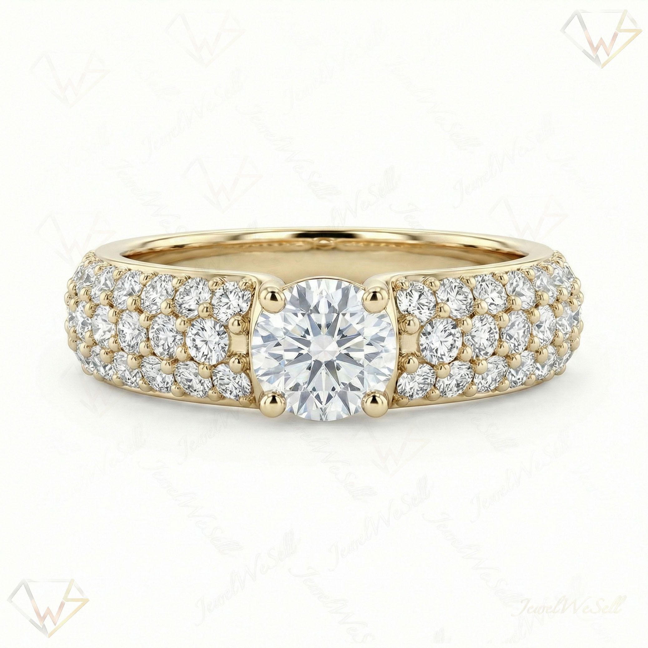 1.75 ct EF VS Lab Grown Diamond Solitaire with Accents Engagement Ring in 14k Yellow Gold _ Sz0850 12922