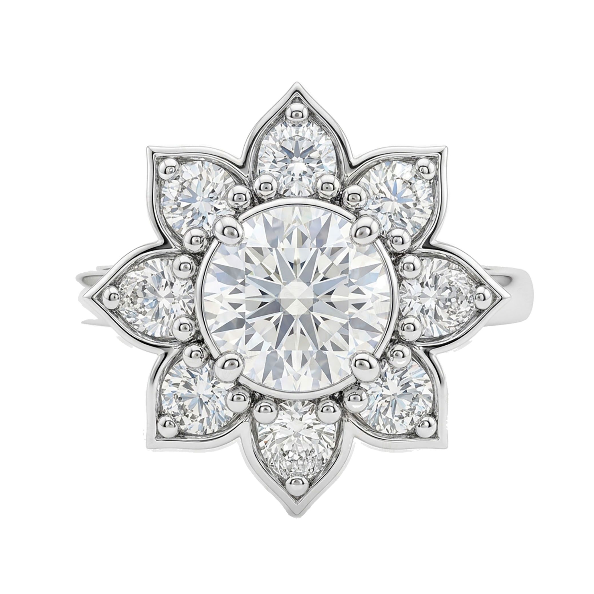 0.90 ct EF VS Lab Grown Diamond Halo Engagement Ring in 14k White Gold _ Sz0625 12933