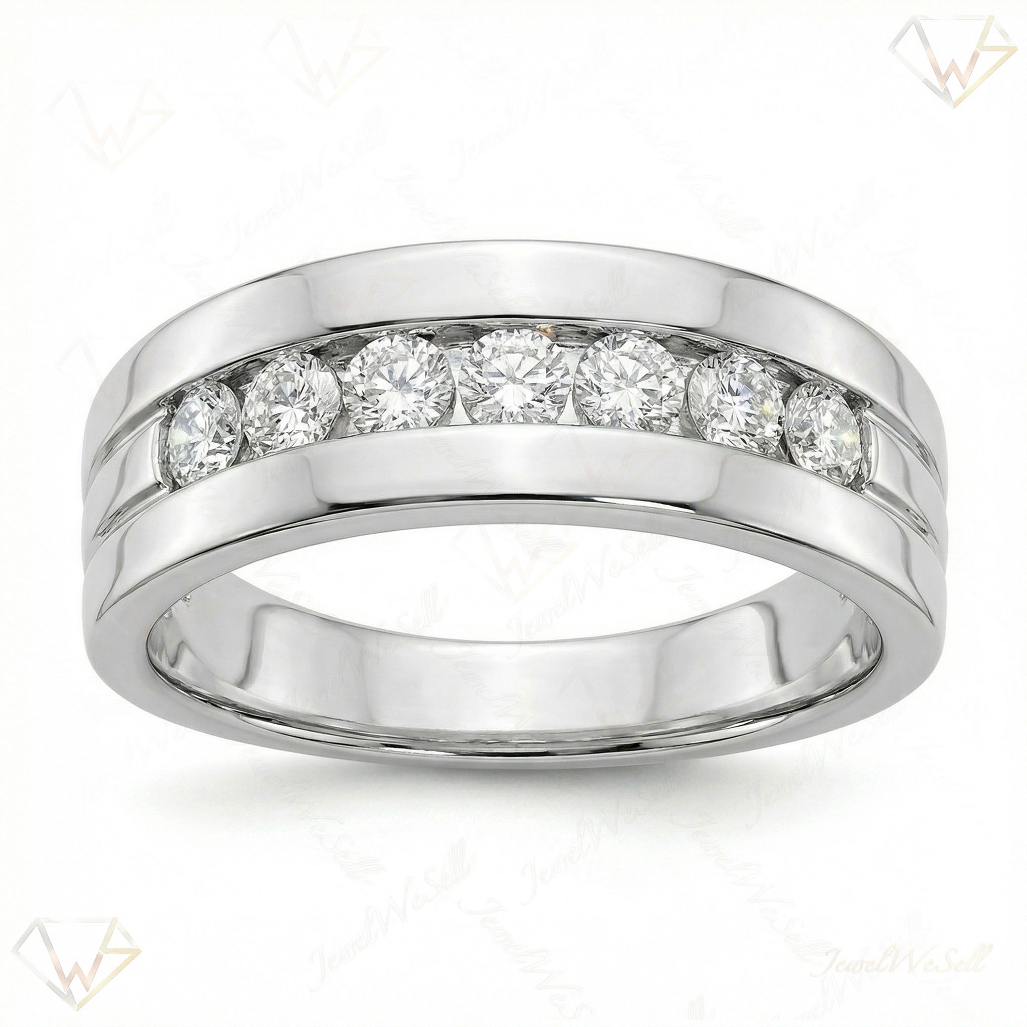 0.66 ct EF VS Lab Grown Diamond Mens Wedding Band in 10k White Gold _ Sz0525 13054