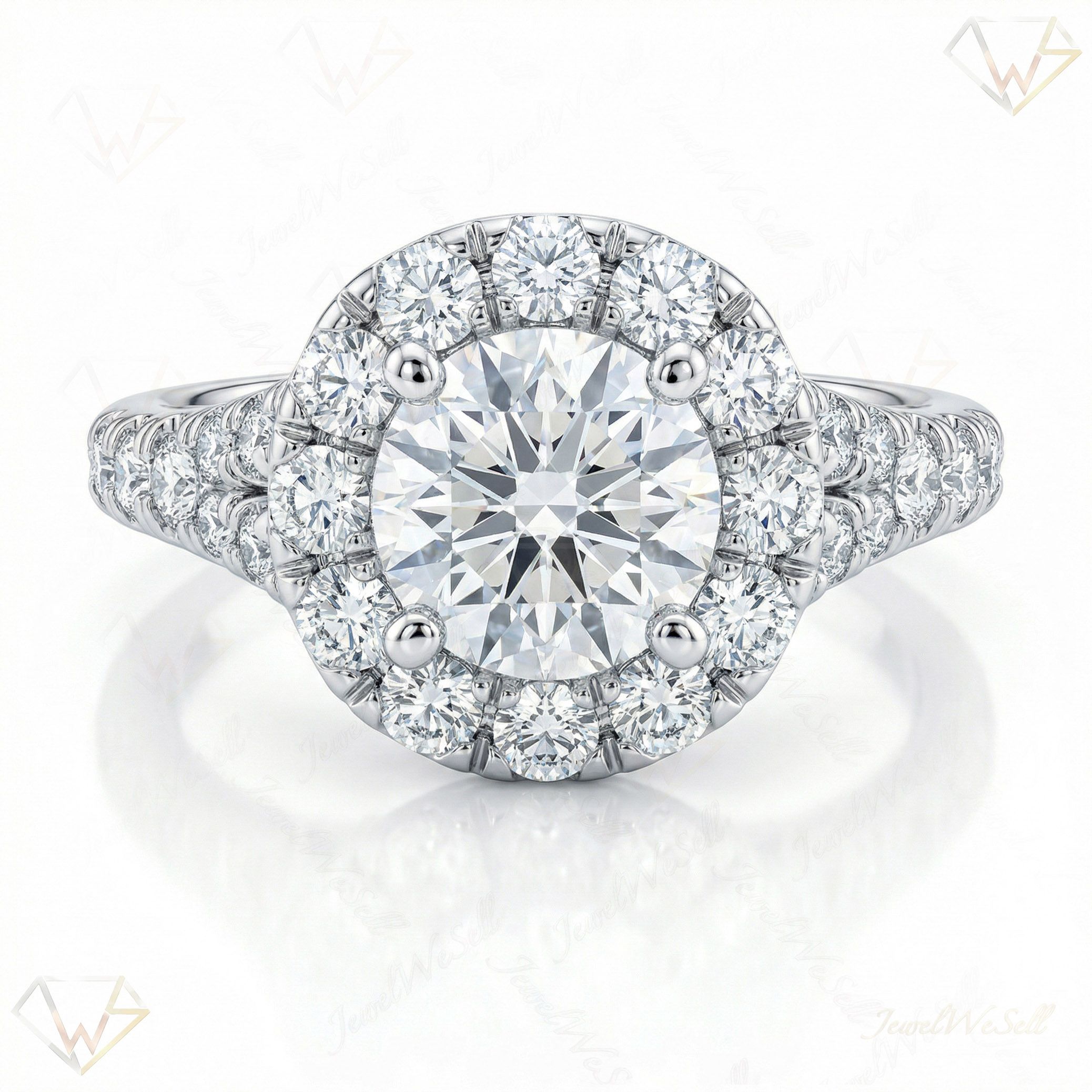 2.00 ct EF VS Moissanite Halo Engagement Ring in 925 Sterling SIlver _ Sz0450 132246