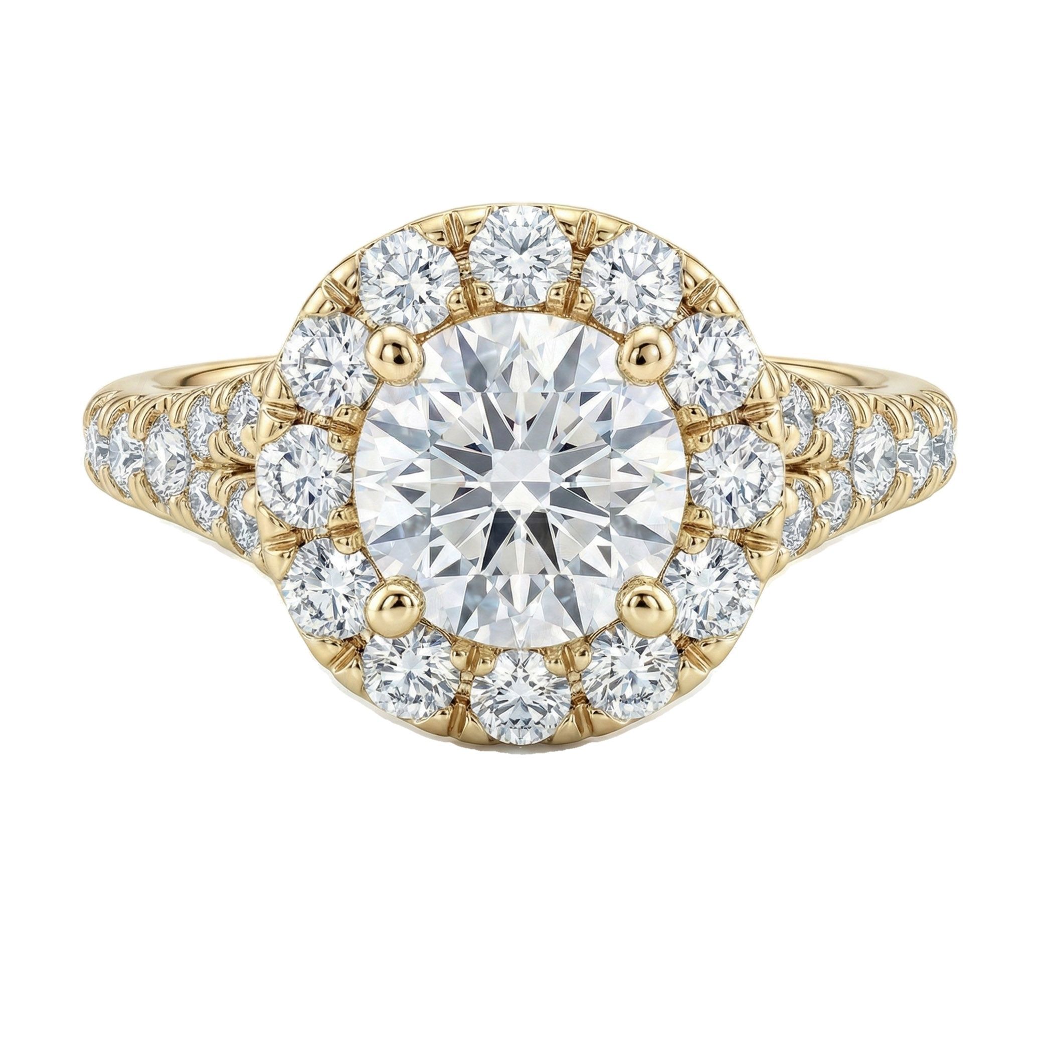 2.00 ct EF VS Lab Grown Diamond Halo Engagement Ring in 10k Yellow Gold _ Sz0650 132246