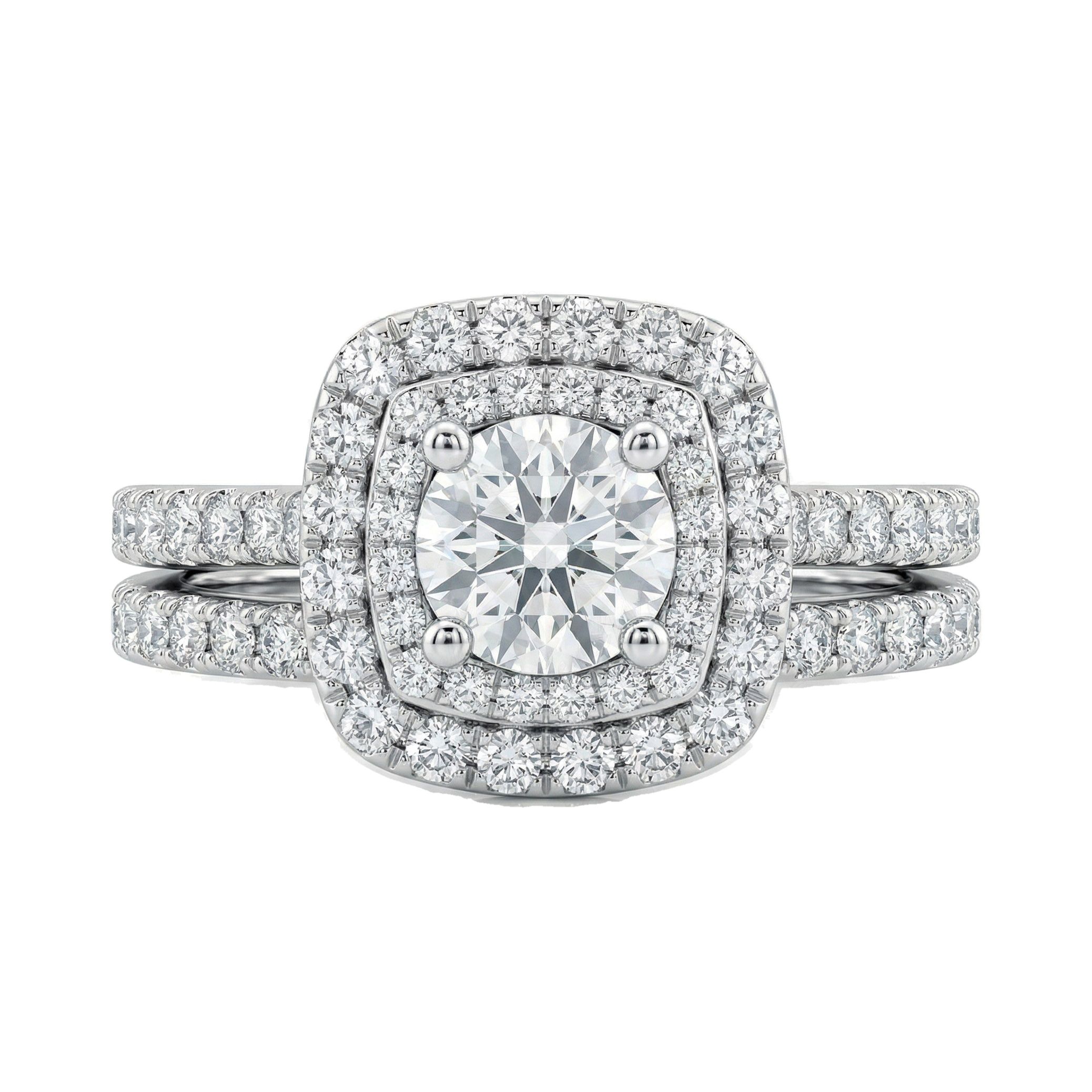 1.60 ct EF VS Lab Grown Diamond Halo Engagement Set in 10k White Gold _ Sz0900 132249