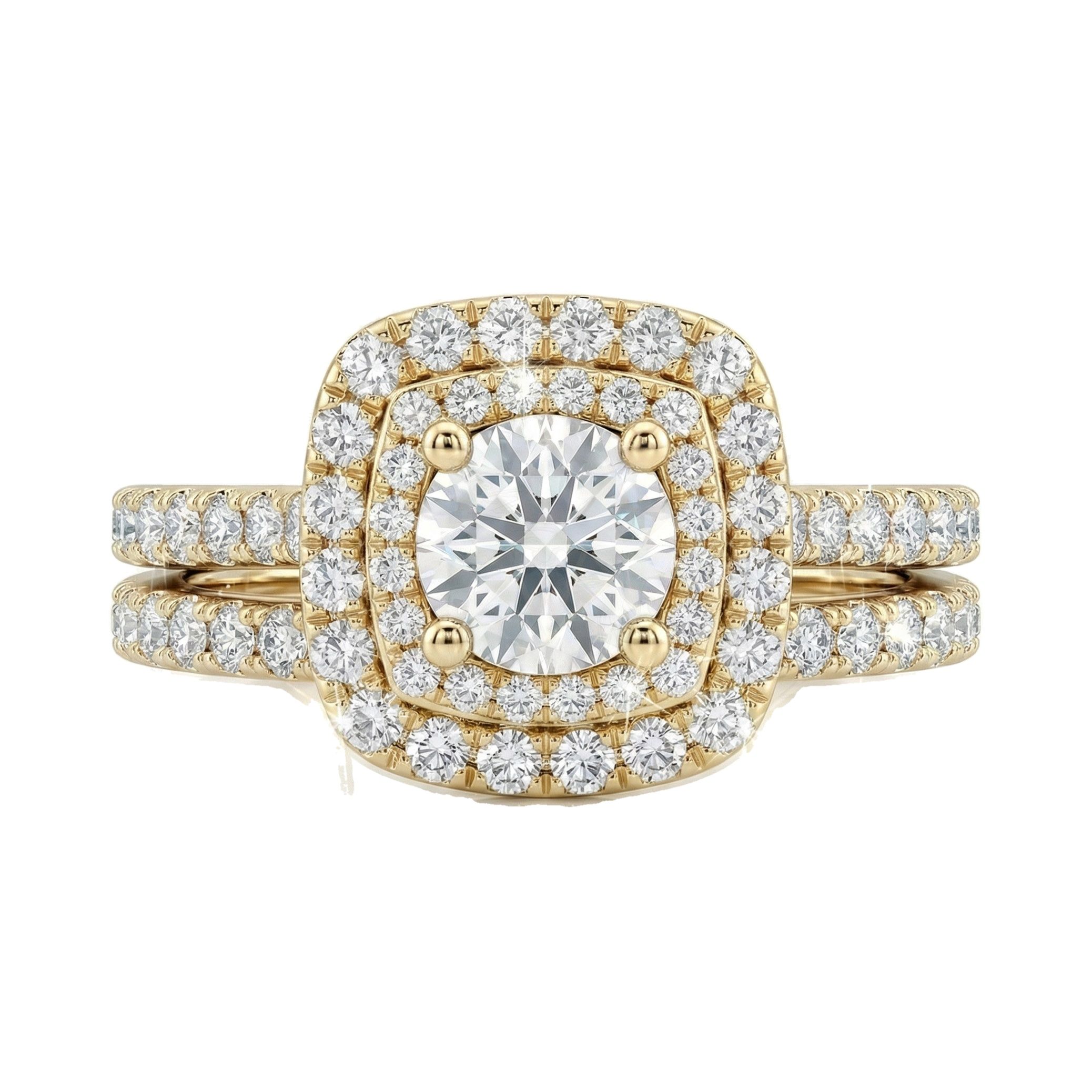 1.60 ct EF VS Lab Grown Diamond Halo Engagement Set in 14k Yellow Gold _ Sz0400 132249