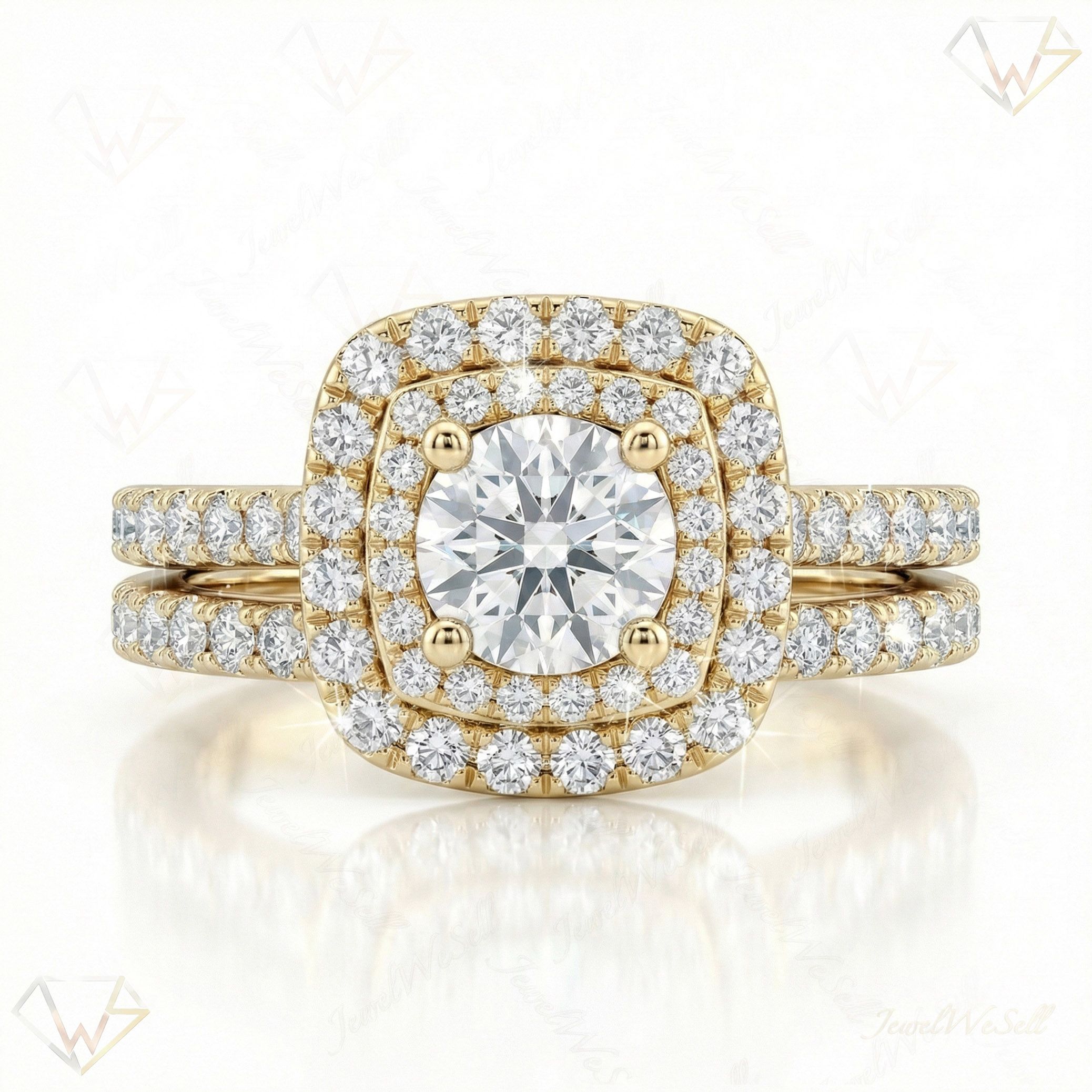 1.60 ct EF VS Lab Grown Diamond Halo Engagement Set in 10k Yellow Gold _ Sz0650 132249